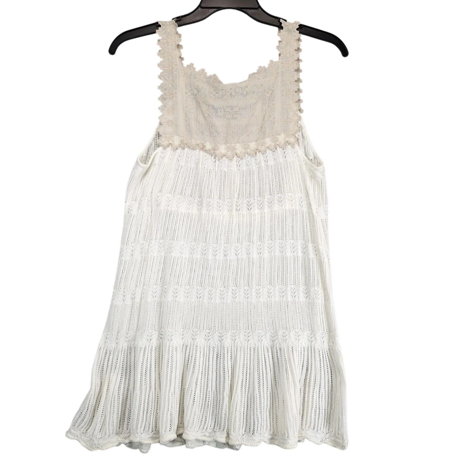 Free People Free People Cream Embroidered Lace & White Knit Mini Dress M Size M / US 6-8 / IT 42-44 - 2 Thumbnail