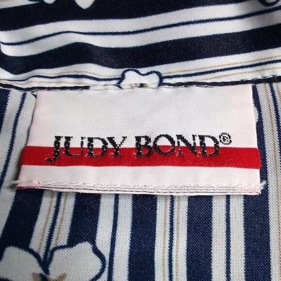 Other Vintage Judy Bond Striped Floral Polyester Disco Shirt Size M / US 6-8 / IT 42-44 - 3 Thumbnail