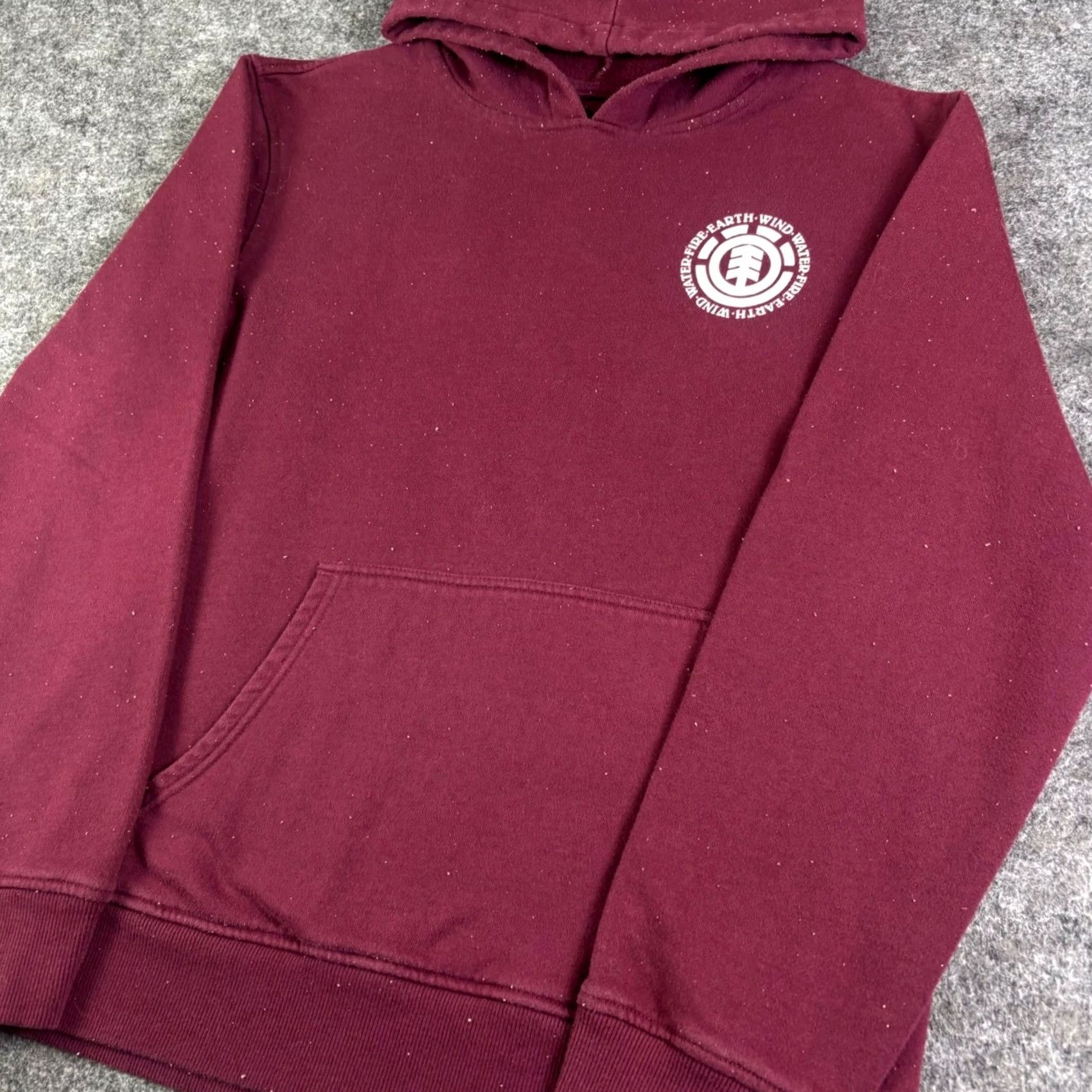 Element Element Skateboards Hoodie Mens Large Logo Graphic Print Pullover Skater 90s Burgundy Red Size US L / EU 52-54 / 3 - 7 Thumbnail