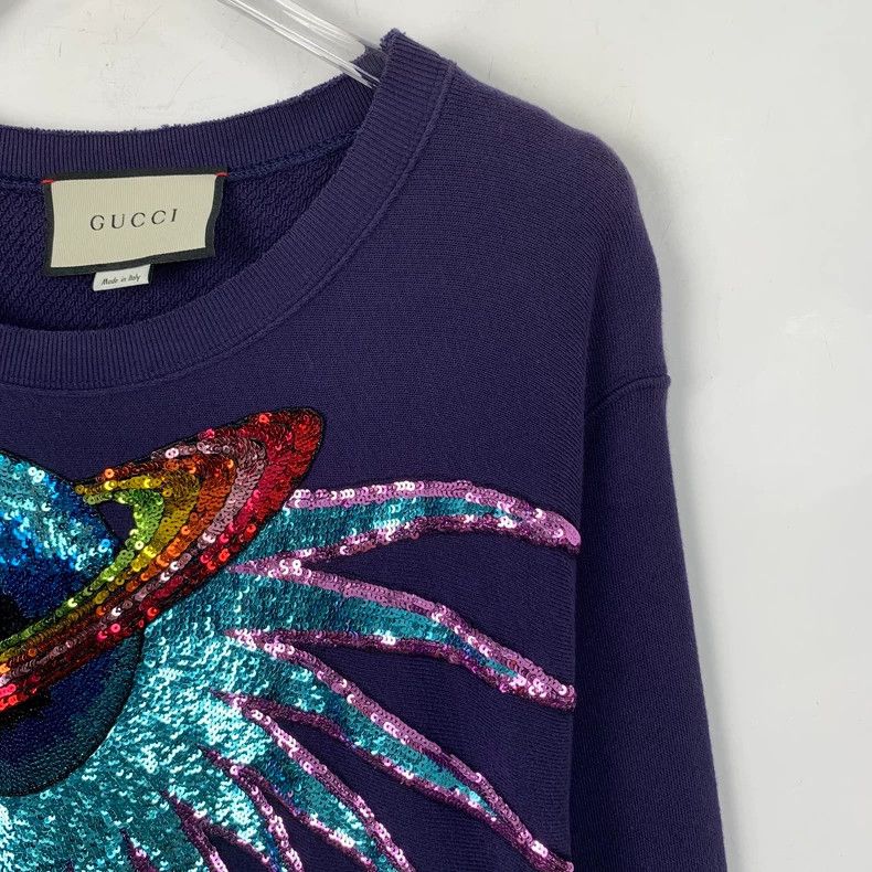 Gucci Gucci Dark purple sequin flying saucer cotton round-neck lo Size US S / EU 44-46 / 1 - 3 Thumbnail