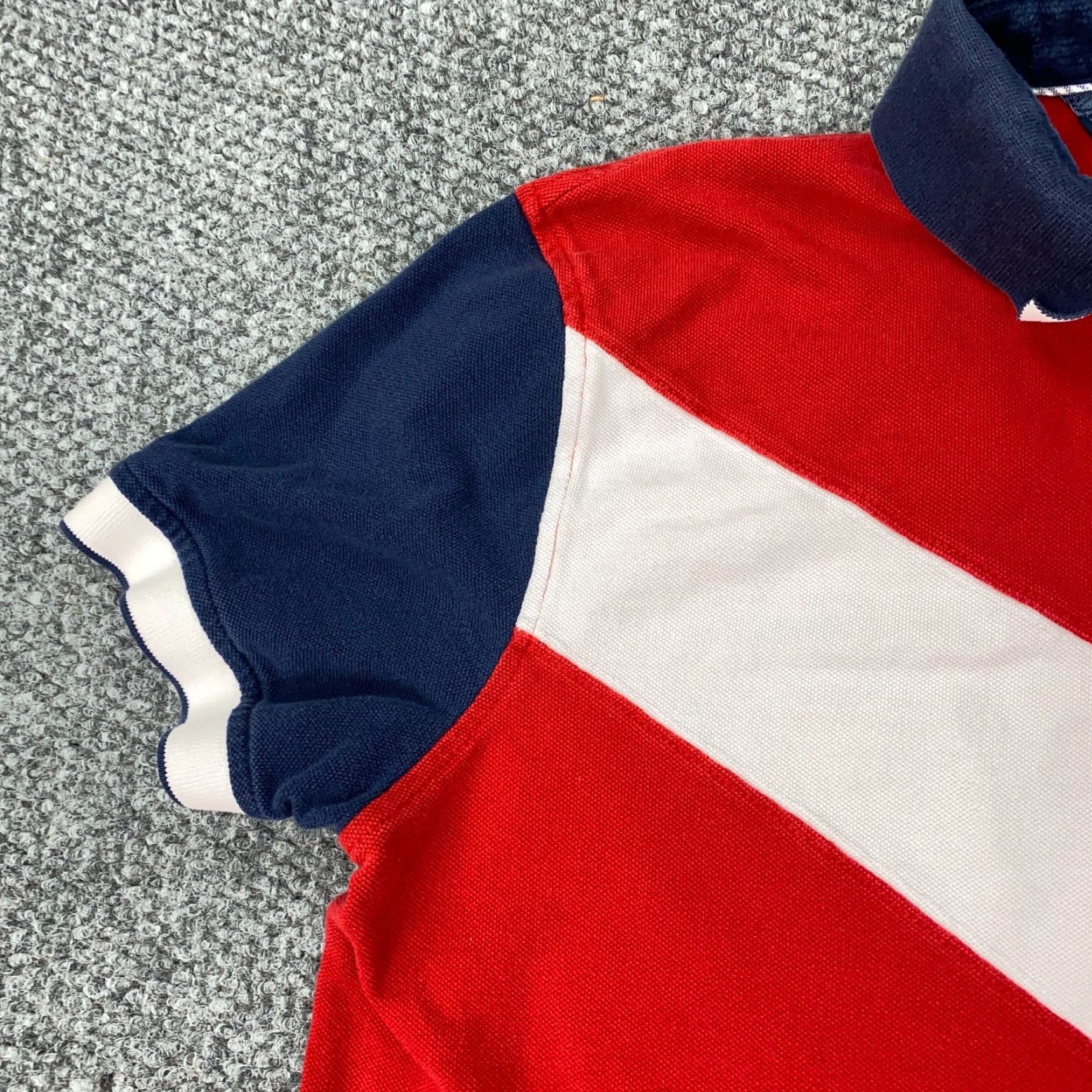 Tommy Hilfiger VINTAGE Tommy Hilfiger Polo Shirt Mens Large Red Striped Collared Cotton Nautical Size US L / EU 52-54 / 3 - 5 Thumbnail