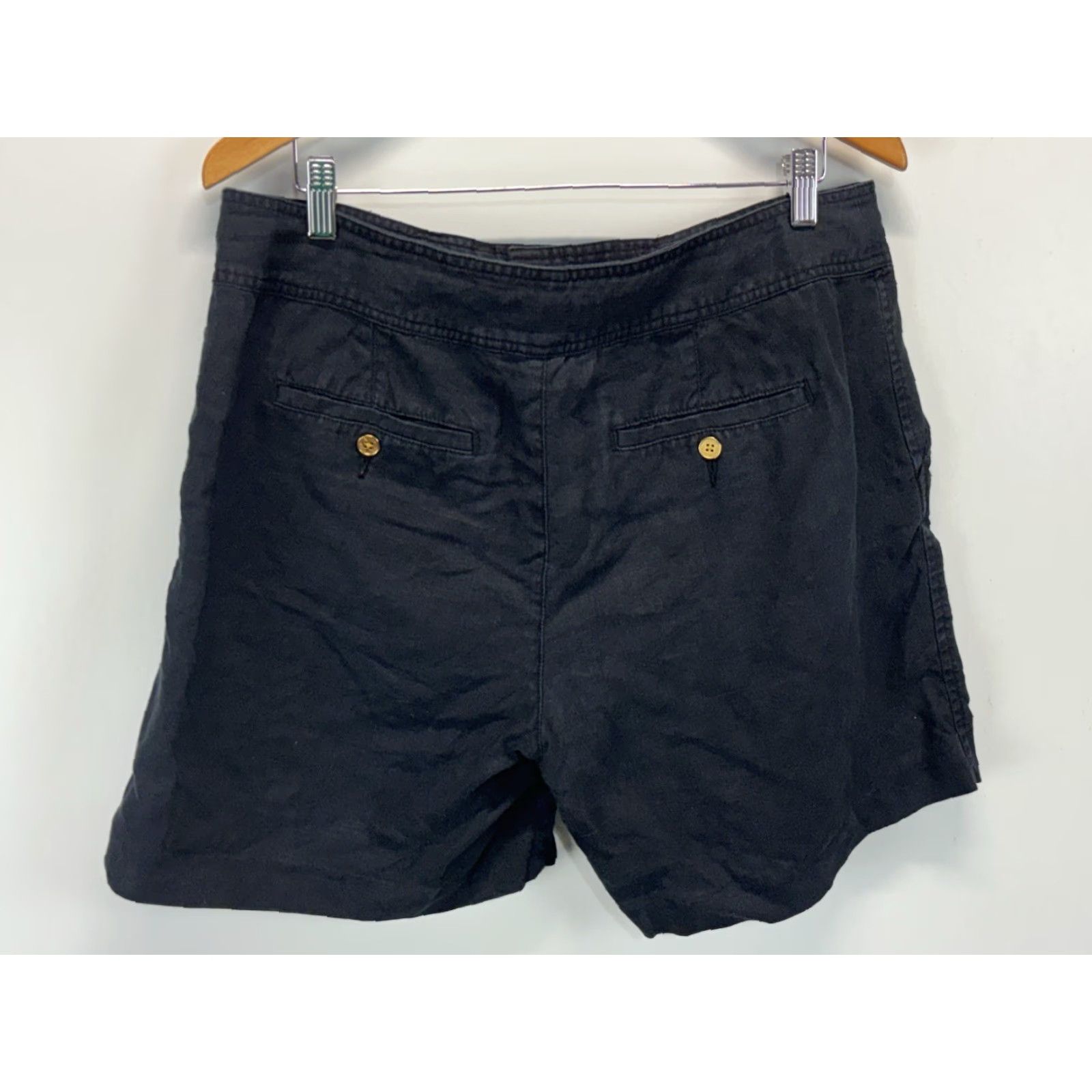 Ralph Lauren VINTAGE Lauren Ralph Lauren Linen Shorts Womens Size 14 Black Belted Beach Summer Chino Size 36" / US 14 / IT 50 - 3 Thumbnail