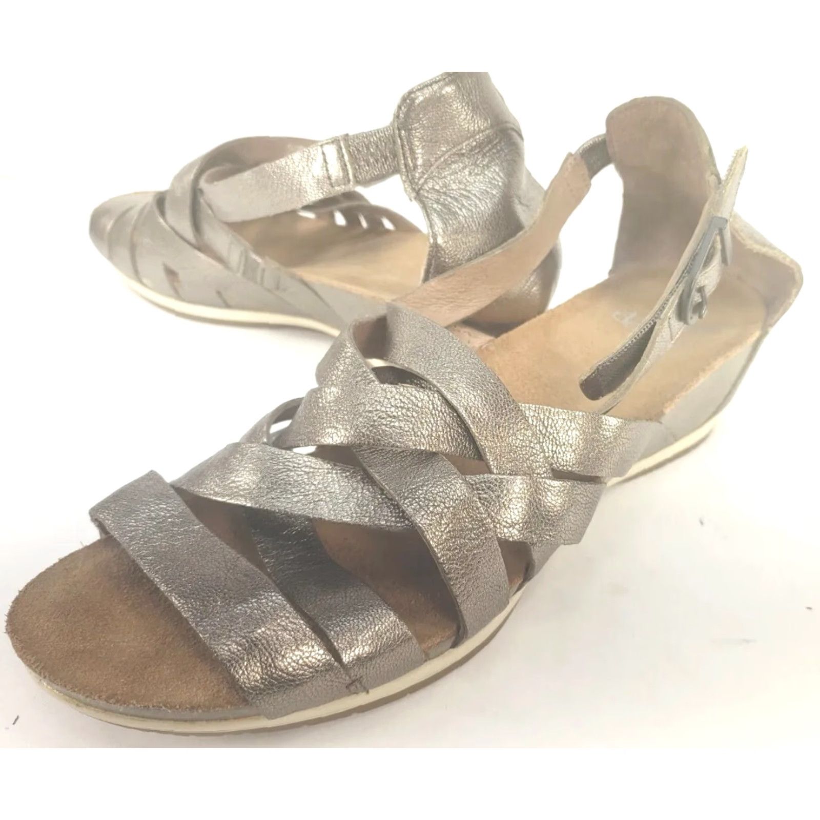 Dansko DANSKO VIVIAN Gladiator Sandal Womens 7.5M Metallic Silver 38EU 38E Open Toe Buckle Hook & Loop Closed Toe Size US 8 / IT 38 - 2 Thumbnail
