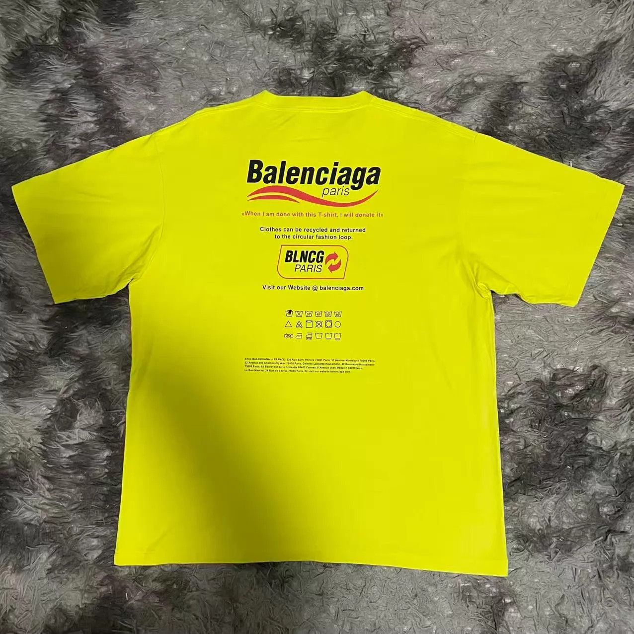 Balenciaga BALENCIAGA Yellow Eco Wave Logo Short Sleeve T-Shirt Size US XS / EU 42 / 0 - 2 Thumbnail