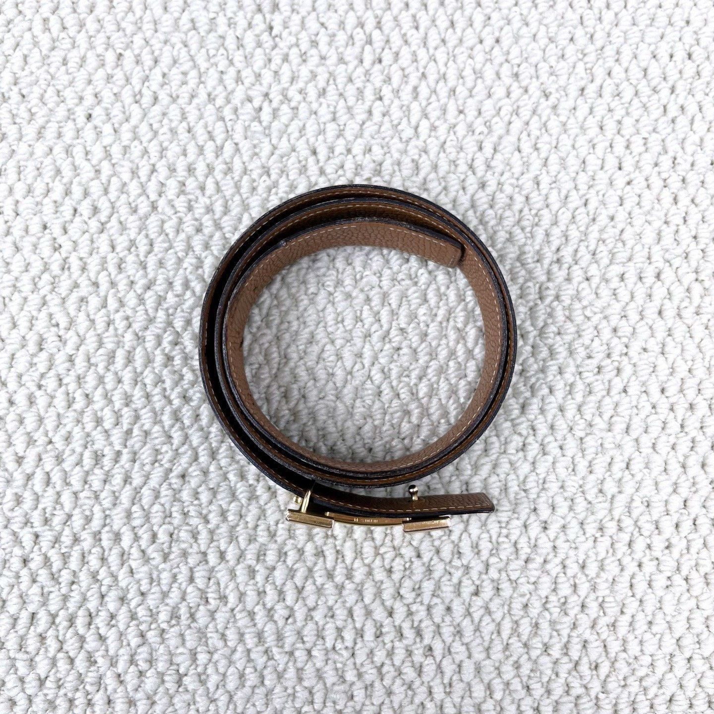 Hermes Hermes Togo Black Gold H Reversible Belt Size ONE SIZE - 2 Thumbnail