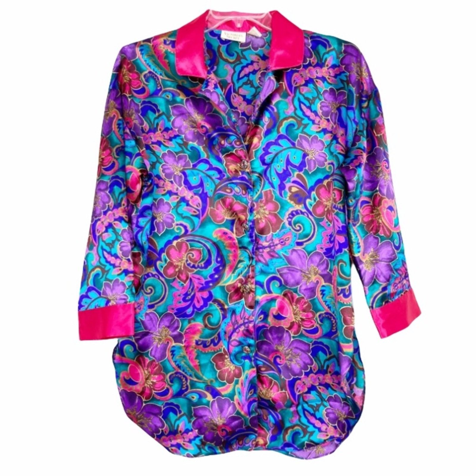 Victoria's Secret Vintage Gold Label Victoria's Secret Purple Floral Top Sz S Size S / US 4 / IT 40 - 1 Thumbnail