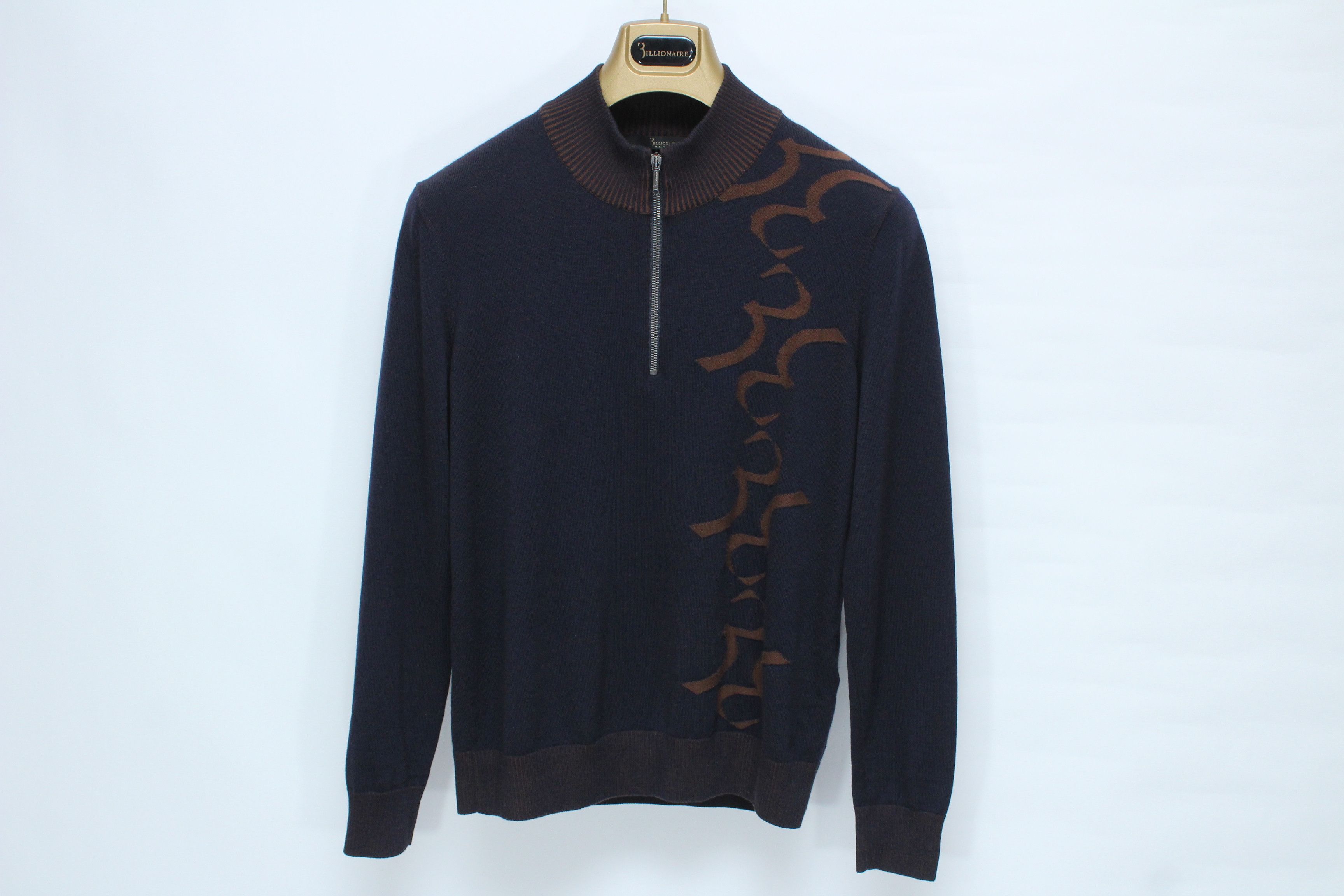 Billionaire Couture Billionaire Couture Italy FW19 Wool Cotton Zip Mock Pullover Size US S / EU 44-46 / 1 - 3 Thumbnail