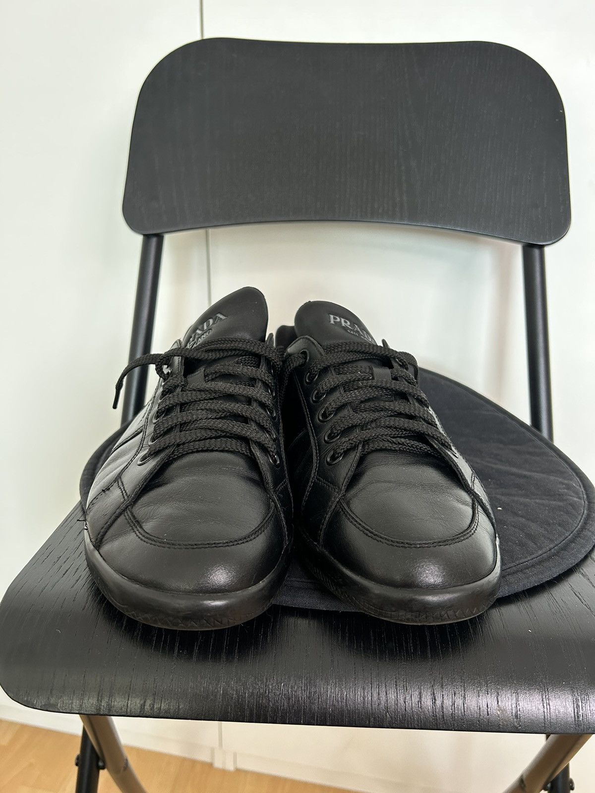 Prada Luxury Prada Trainers Shoes Black Leather Size US 11.5 / EU 44-45 - 5 Thumbnail