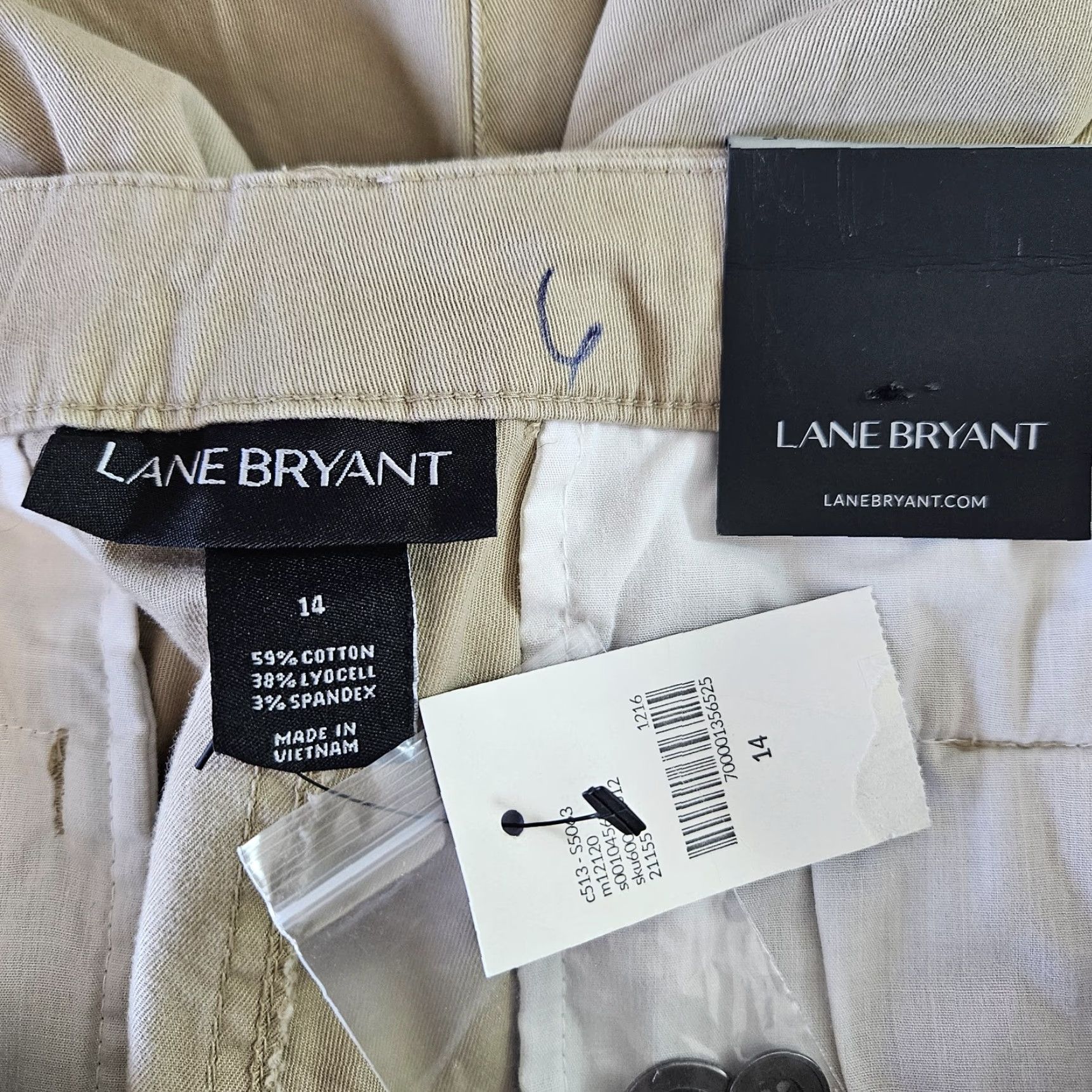 Vintage Lane Bryant Womens Chino Pants Sz 14 Tan Cotton Blend Flat Front 32in Inseam Womens Boyfriend Straight Casual Pants Size 14 Brown Size 36" / US 14 / IT 50 - 7 Thumbnail
