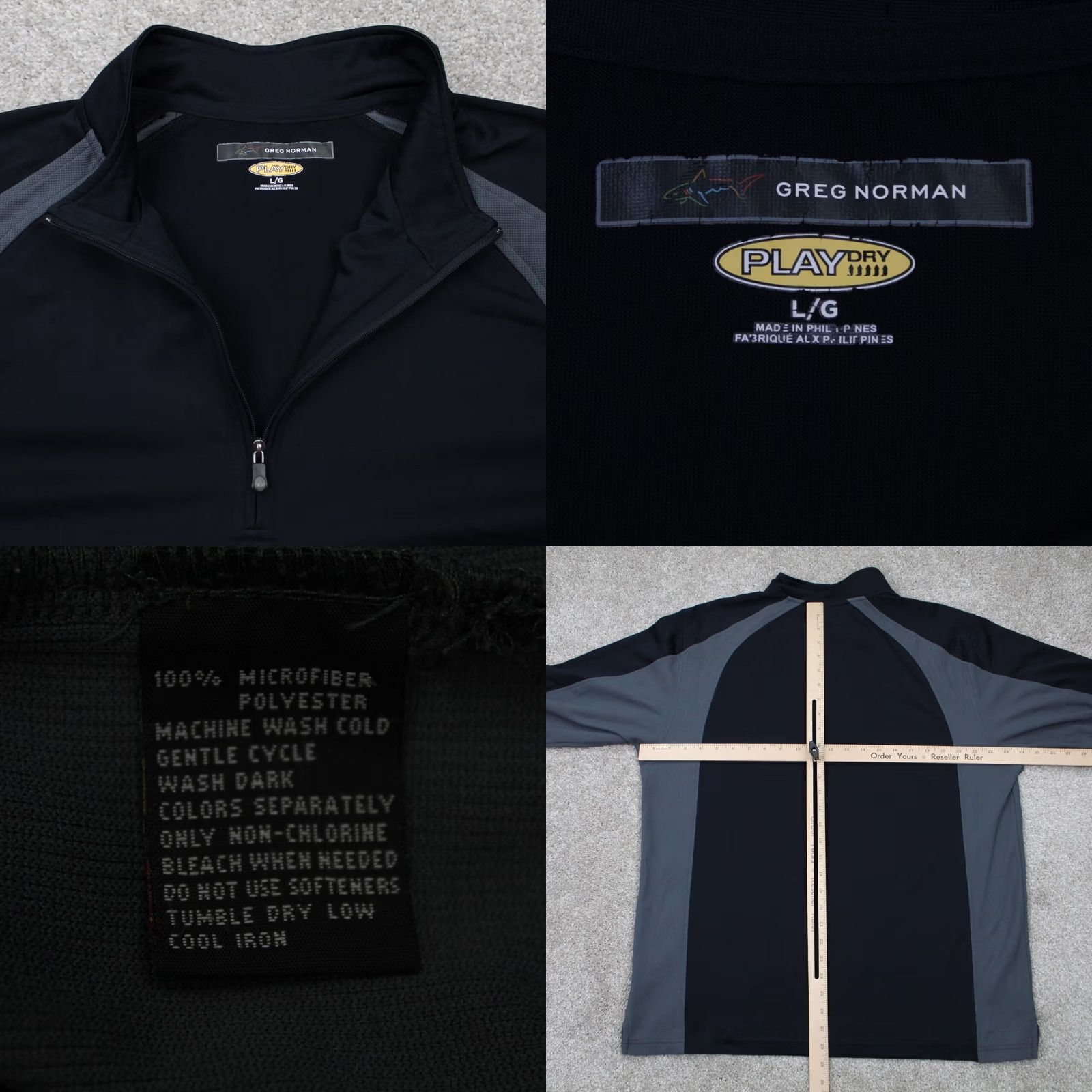 Vintage Greg Norman Sweatshirt Men Large Black PlayDry 1/4 Zip Long Sleeve Pullover Size US L / EU 52-54 / 3 - 8 Thumbnail