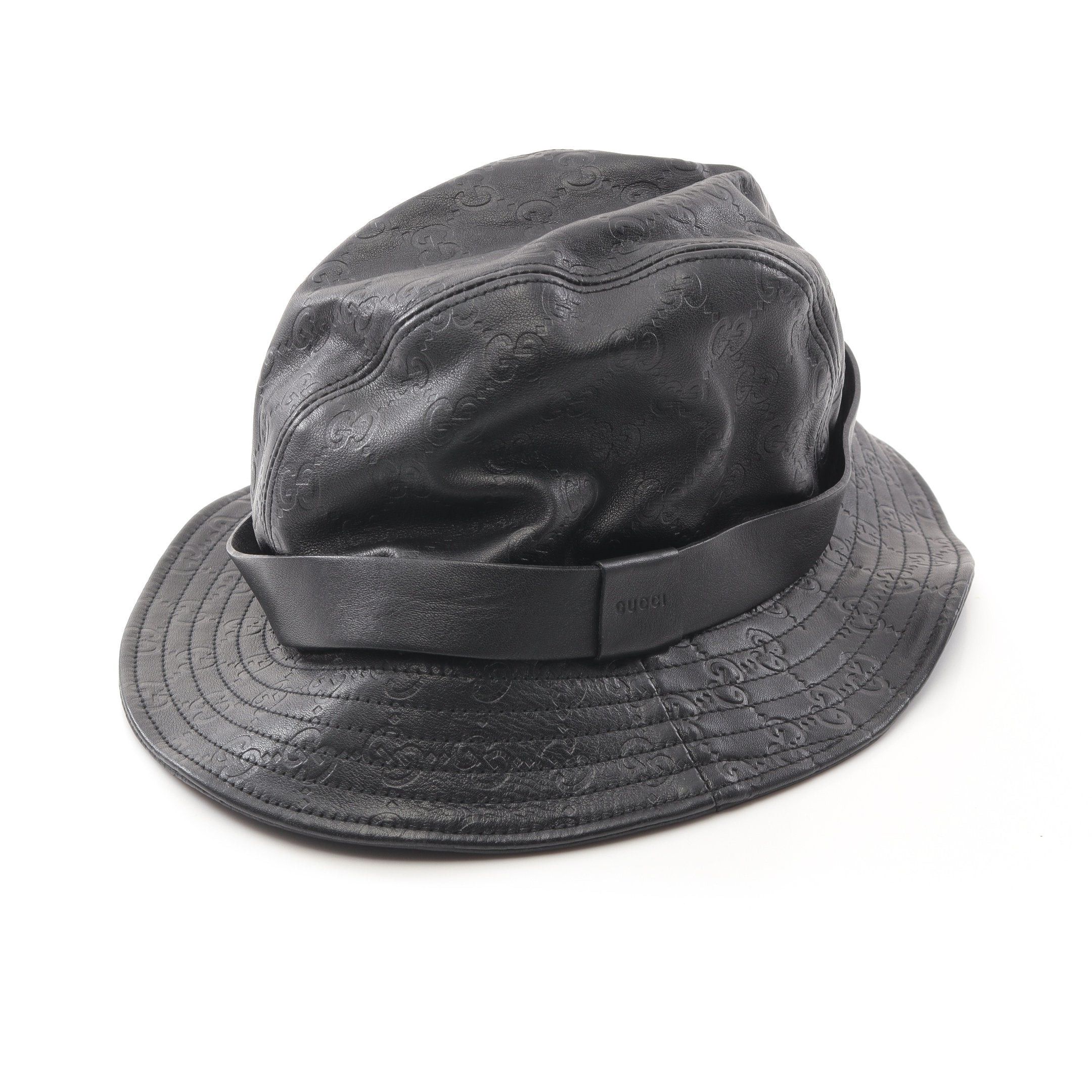 Gucci Gucci Gucci Sima Bucket Hat Leather Black Size ONE SIZE - 1 Thumbnail