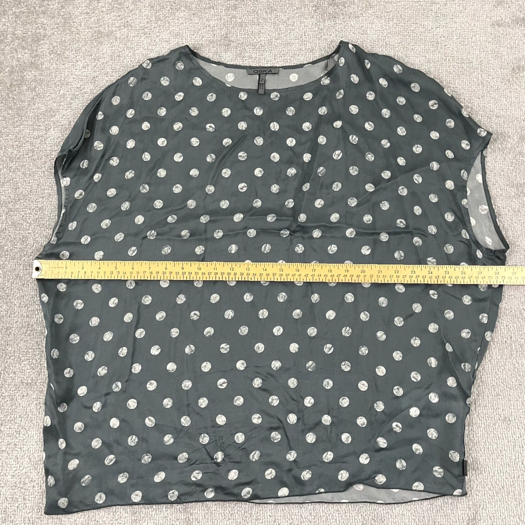 Vintage OSKA Blouse Top Boxy Green White Polka Dot Cupro Silky US 8/10 Size 2 Womens Size XS / US 0-2 / IT 36-38 - 5 Thumbnail