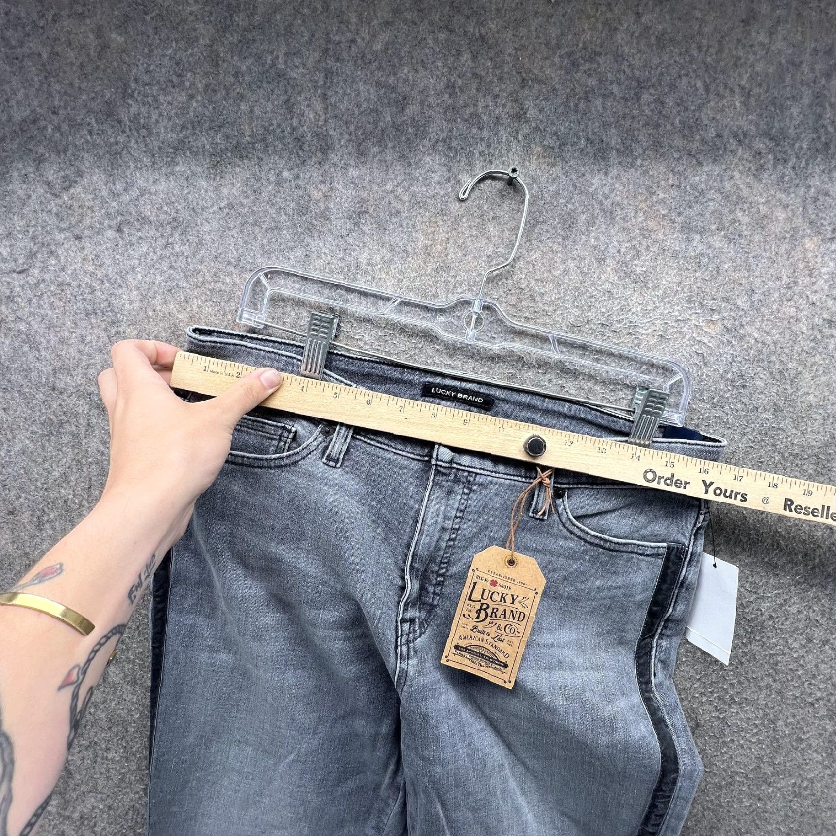 Lucky Brand Lucky Brand Jeans Mens 31 Gray Slim Skinny Milky Way Side Stripe 7W14749 Size US 31 - 3 Thumbnail