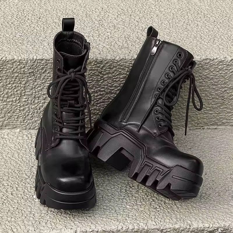 Japanese Brand Premium Cow Leather Cyberpunk Platform Combat Boots Size US 8 / EU 41 - 4 Thumbnail
