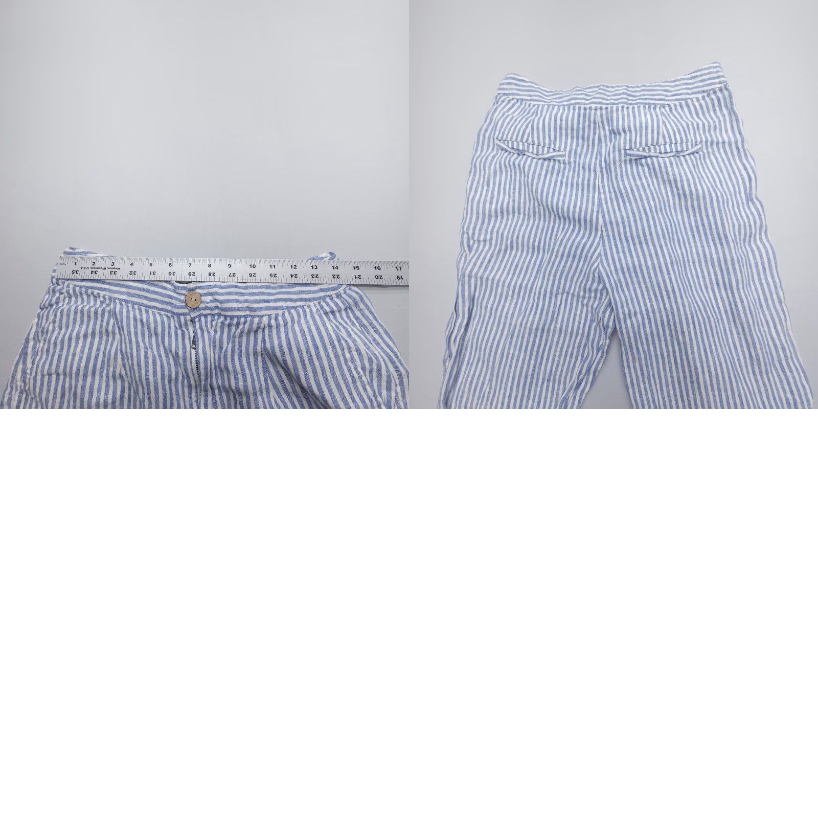 Vintage VINTAGE Tahari 100% Linen Wide-Leg Pants Size 10 Blue Striped High Coastal Old Money Mens Womens Girls Size 32" / US 10 / IT 46 - 8 Thumbnail