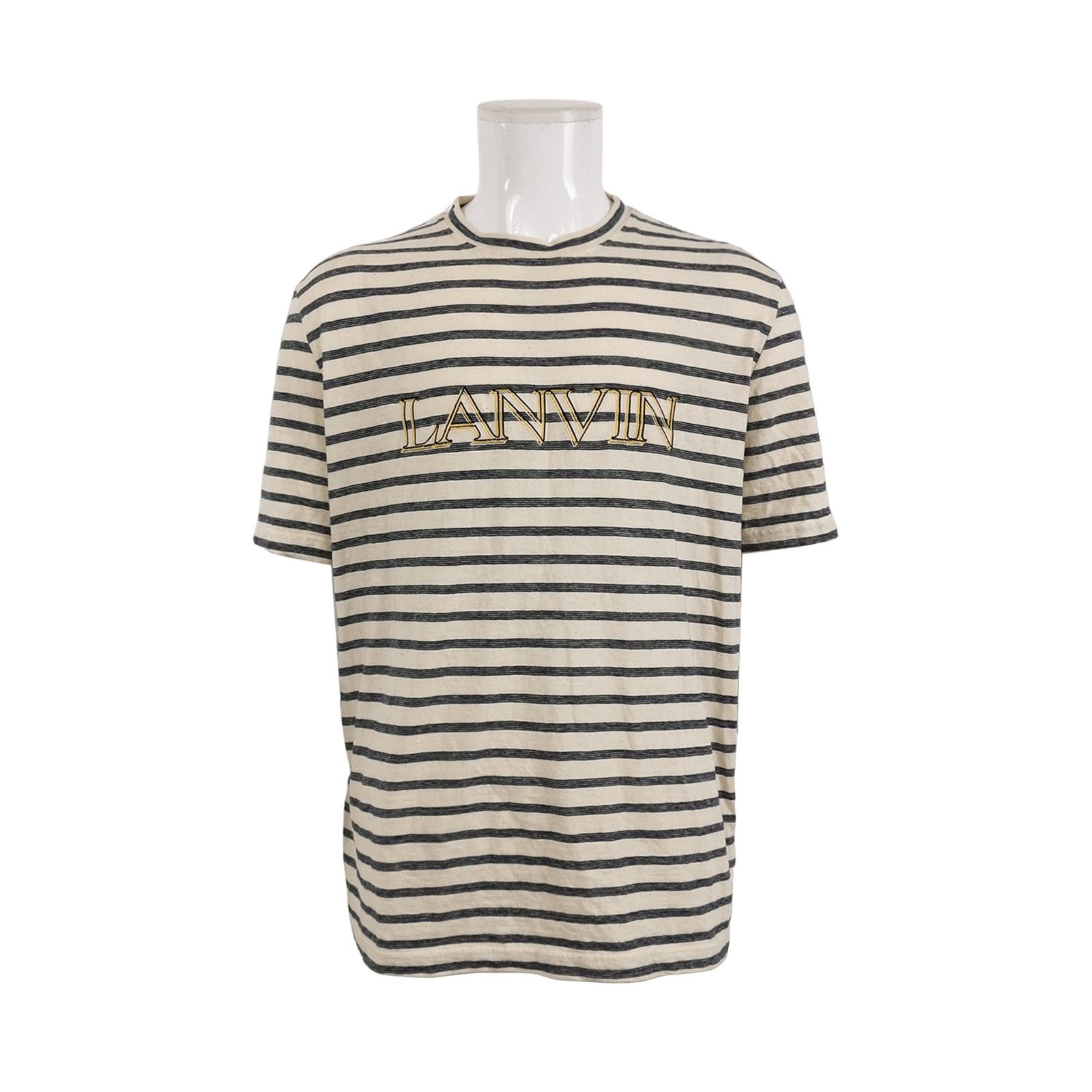 Lanvin Lanvin Striped Embroidered Logo T-Shirt XL Size US XL / EU 56 / 4 - 1 Thumbnail