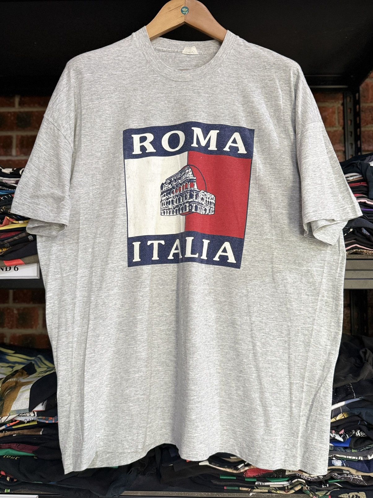 Vintage Vintage 90s Roma Italia Tommy Hifiger Logo Single Stitches T Size US XXL / EU 58 / 5 - 1 Thumbnail