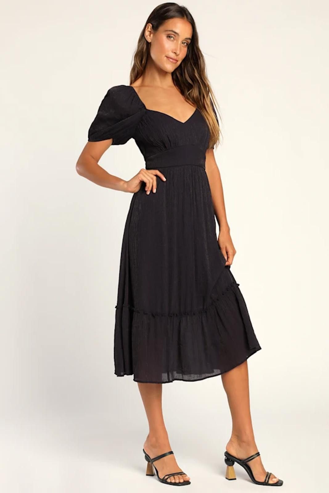 Lulus Lulus Simply a Sensation Puff Sleeve Midi Dress - NWT Size S / US 4 / IT 40 - 2 Thumbnail