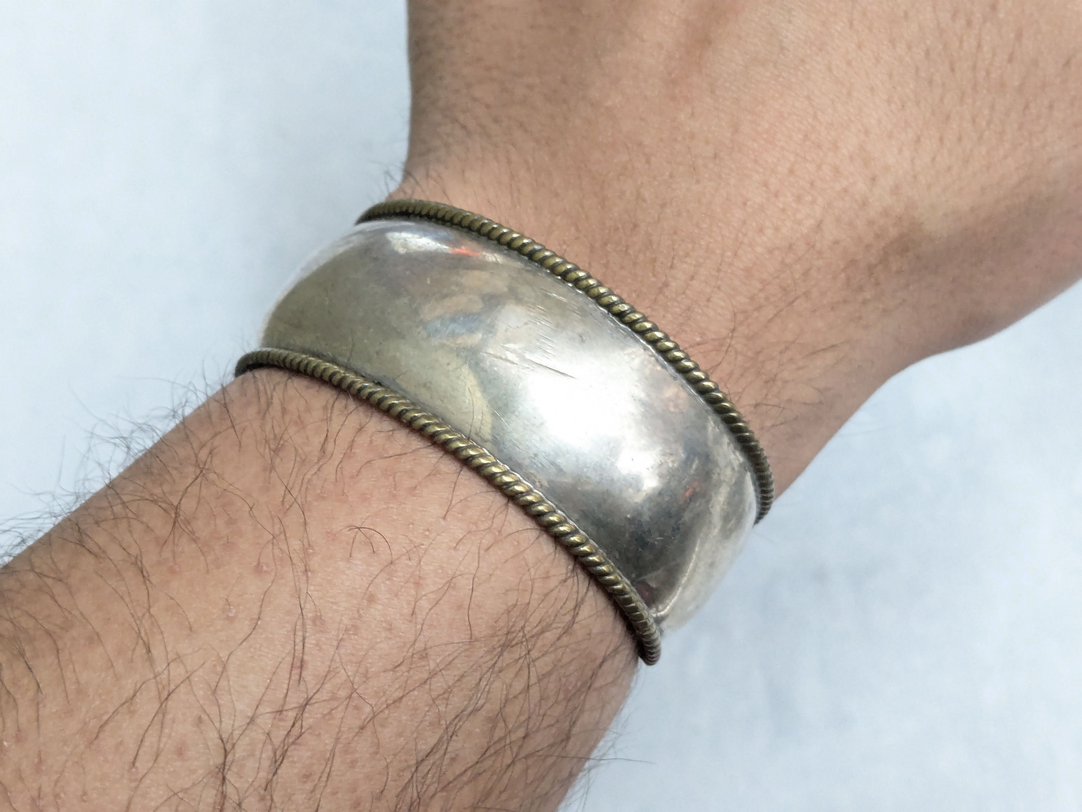 Jewelry Vintage Sterling Silver Cuff Bracelet 5.75" Mexico Two Tone Size ONE SIZE - 9 Thumbnail