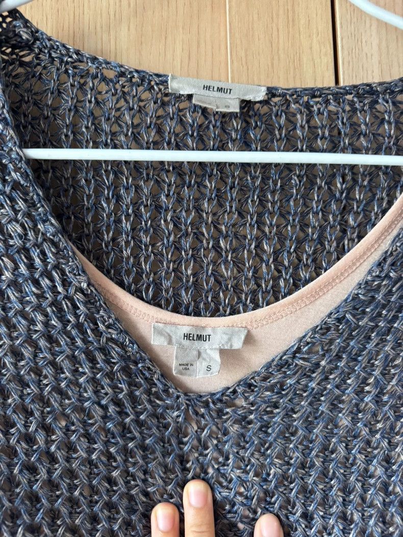 HELMUT LANG Gray lace-knitted sweater