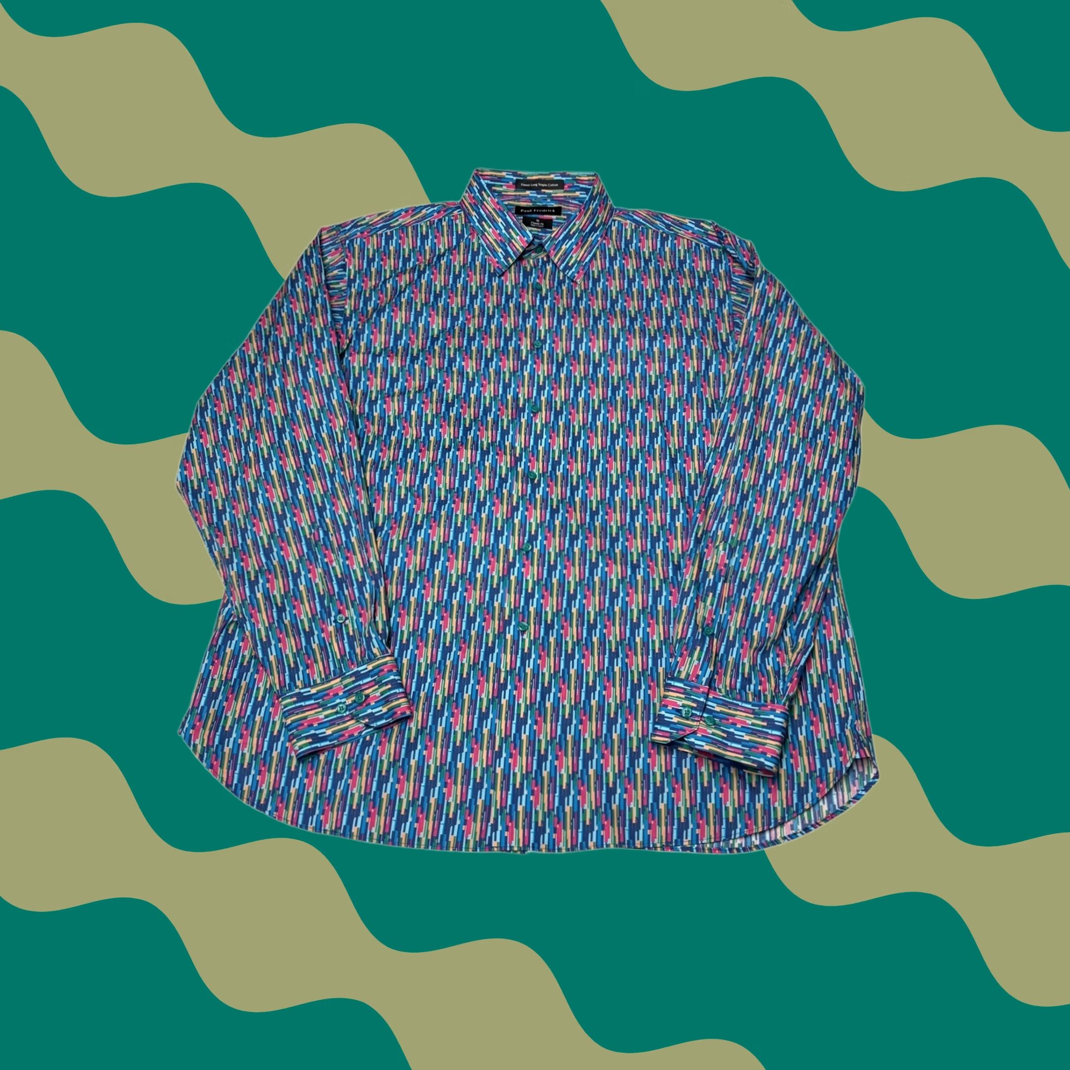 Vintage Paul Fredrick Shirt Mens XL Multi Classic Fit Cotton Abstract Geometric Print Size US XL / EU 56 / 4 - 1 Thumbnail