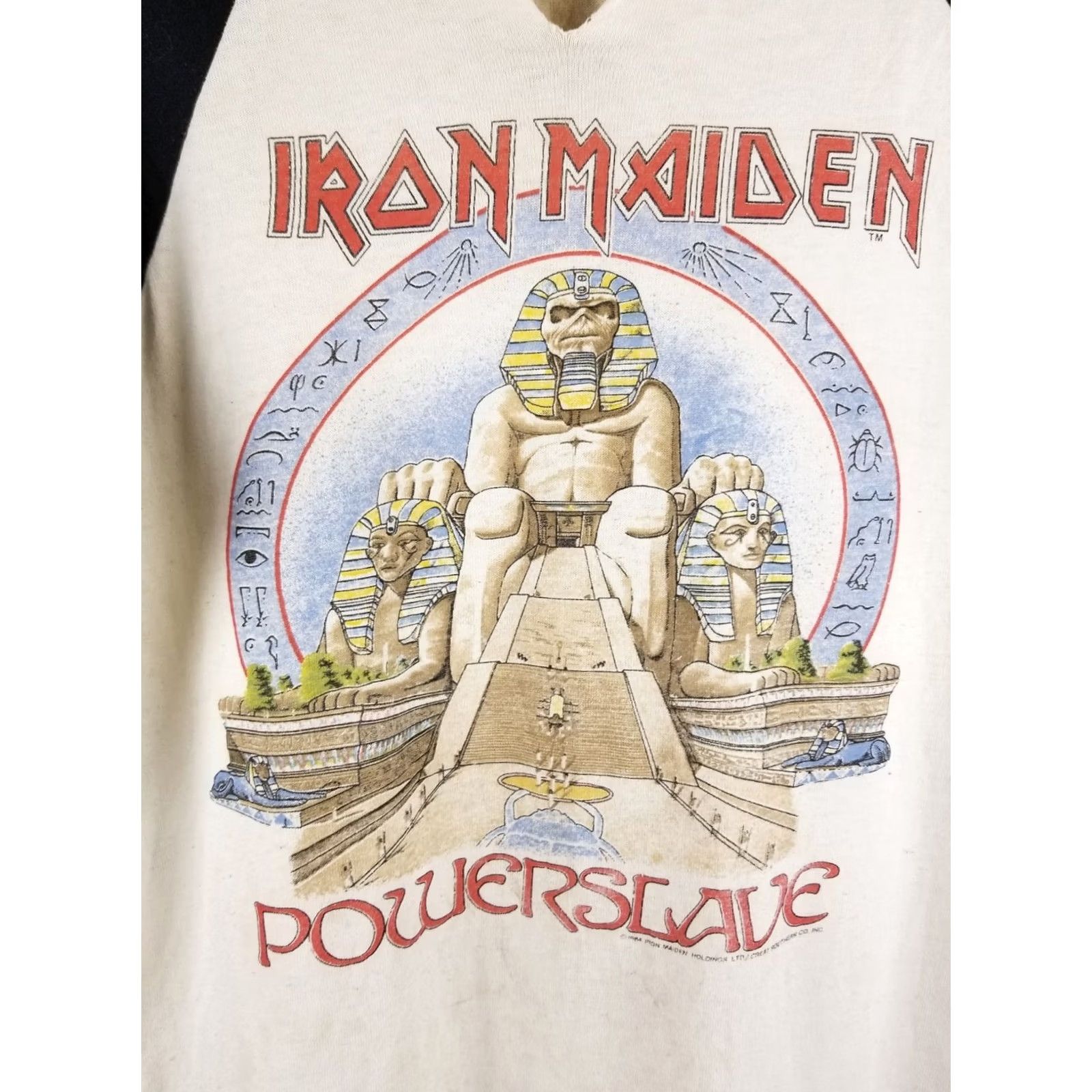 Vintage VINTAGE IRON MAIDEN POWERSLAVE WORLD SLAVERS ROUR T-SHIRT JERTSEY XLARGE WHITE/BLACK 90s Mens Size US XL / EU 56 / 4 - 2 Thumbnail