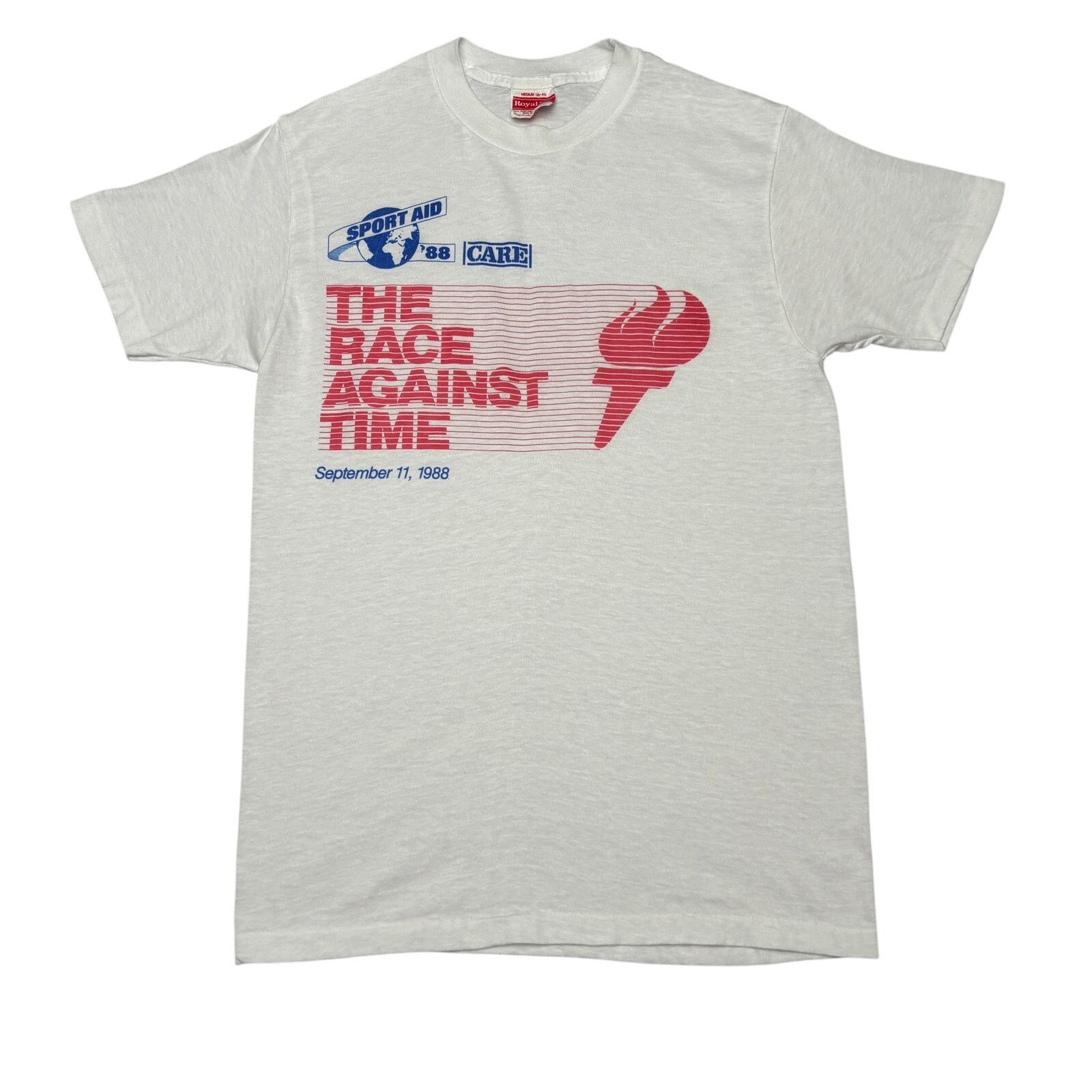 Vintage Vintage 1988 The Race Against Time Sport Aid T Shirt Medium Size US M / EU 48-50 / 2 - 1 Thumbnail