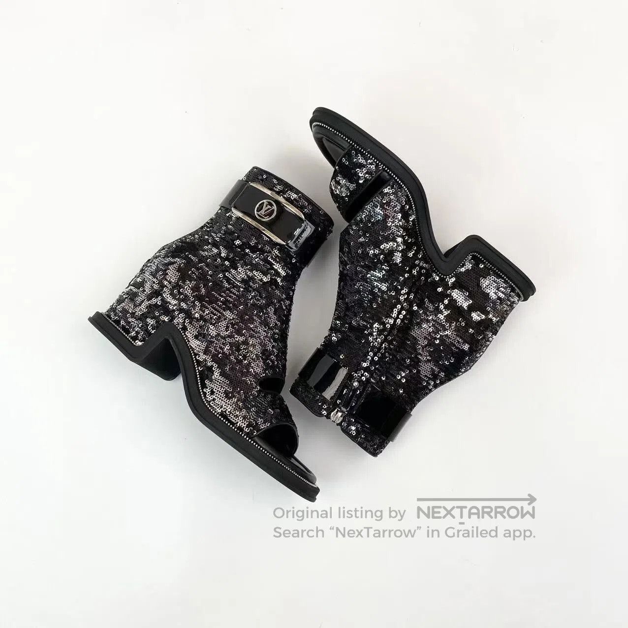 Louis Vuitton Louis Vuitton Metal logo sequined fish mouth high heels| Size US 6.5 / IT 36.5 - 3 Thumbnail