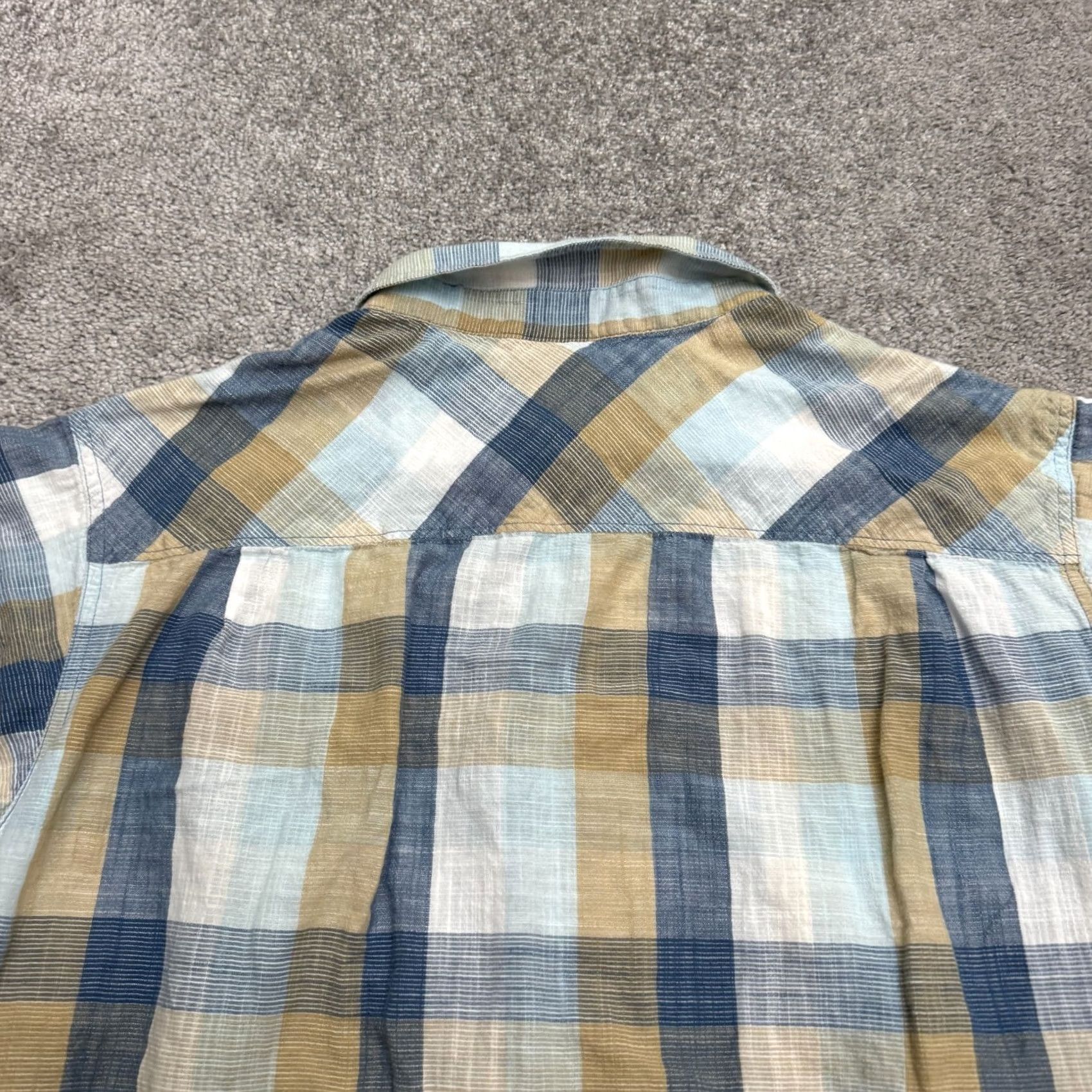 Vintage Columbia Shirt Mens Large Blue Gold Plaid Cotton Casual Button Down Size US L / EU 52-54 / 3 - 4 Thumbnail