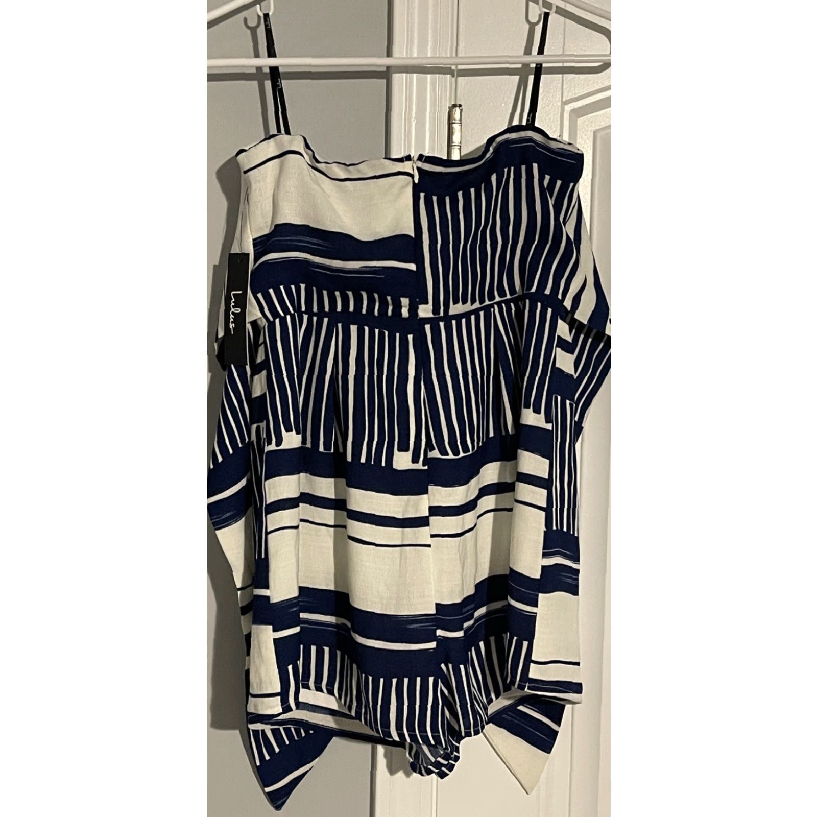 Lulus Lulus Delphi Blue & White Striped Tie-Front Strapless Romper Size M NWT Womens Romper Size 32" / US 10 / IT 46 - 6 Thumbnail