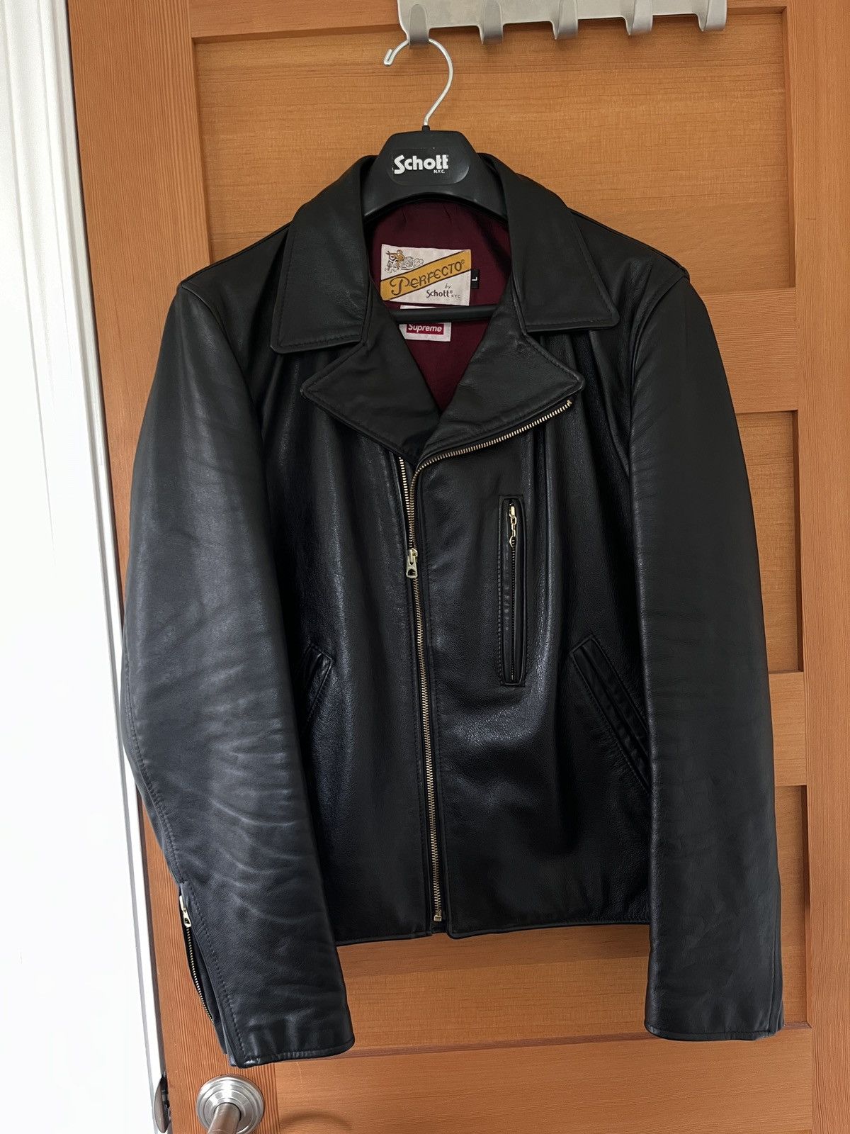 Supreme Schott The Crow Perfecto Leather Jacket Black