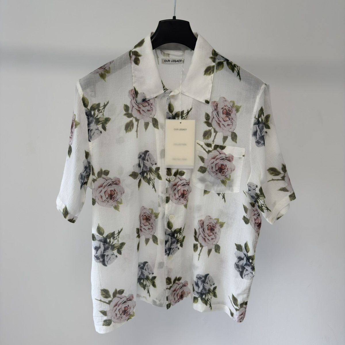 Our Legacy White Cotton Voile ‘Rose Print’ Box Shirt Size US S / EU 44-46 / 1 - 20 Thumbnail