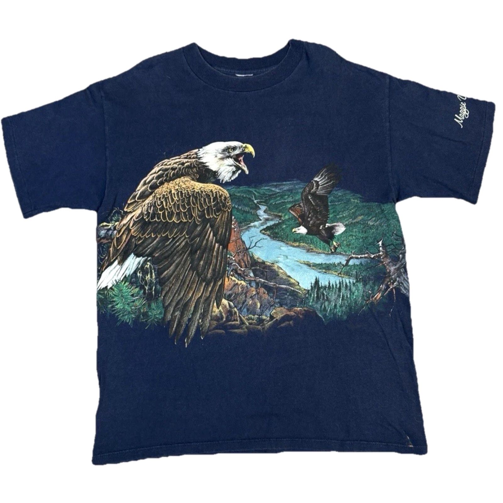 Vintage VINTAGE 1994 American Bald Eagle Wrap Around Print T-Shirt Large Mens Blue Nature Animals Shirt Size US L / EU 52-54 / 3 - 2 Thumbnail