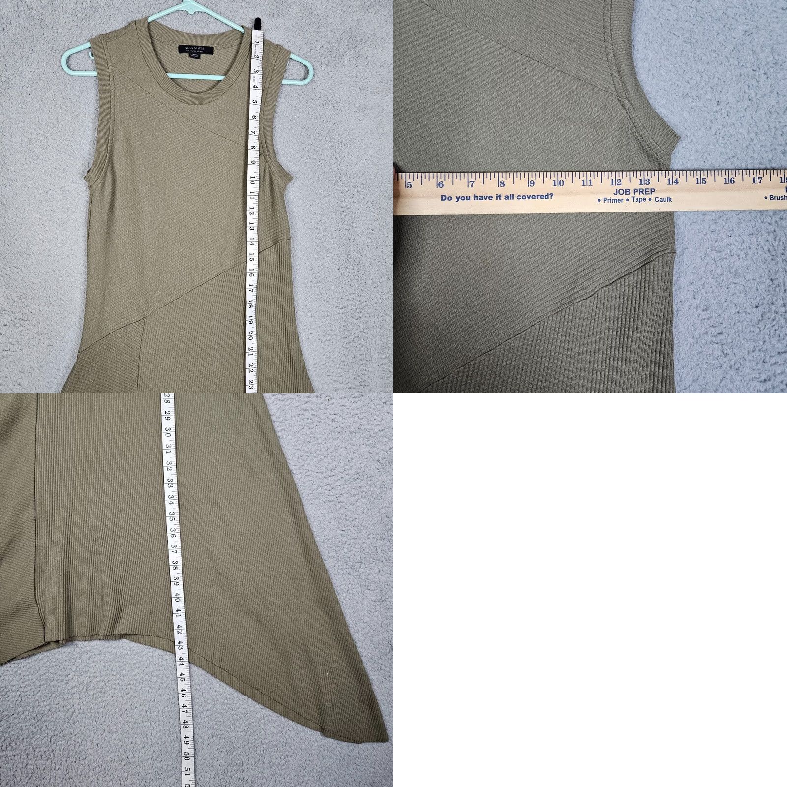 Allsaints ALLSAINTS Gia Rib Midi Green Asymmetric Hem Sleeveless Dress Women's 8 Size M / US 6-8 / IT 42-44 - 8 Thumbnail