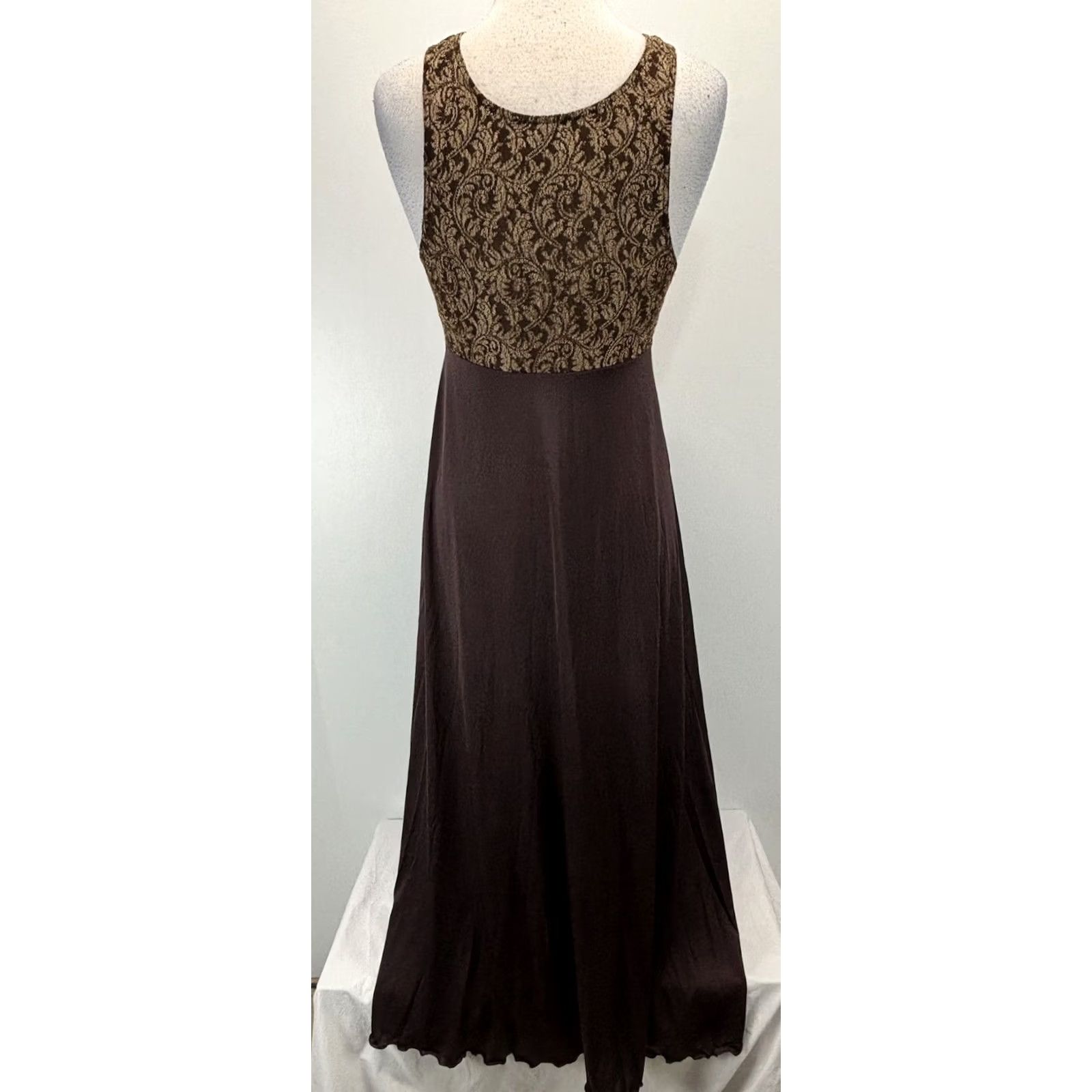 Vintage VINTAGE Shadowline Nightgown Women’s M Chocolate Brown Nylon Long Made USA Nightgown Womens M Brown 1970s Retro Sleepwear Mens Girls? Size ONE SIZE - 3 Thumbnail