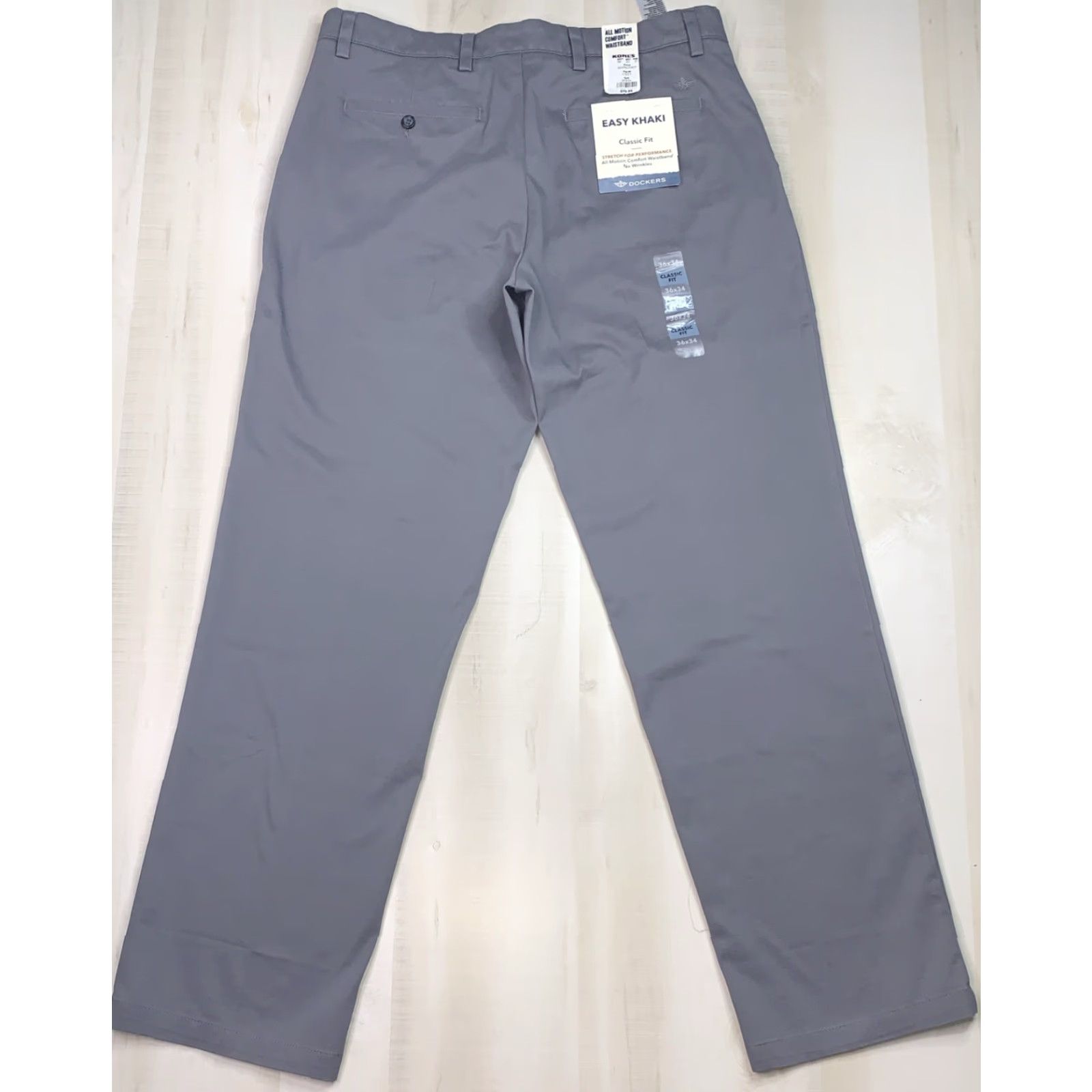 Dockers VINTAGE? No. The item isn’t vintage. Proceeding with optimized: Dockers Easy Khaki Classic Fit Stretch Non Wrinkle Mens Pants Grey 36x34 NWT Size US 36 / EU 52 - 4 Thumbnail