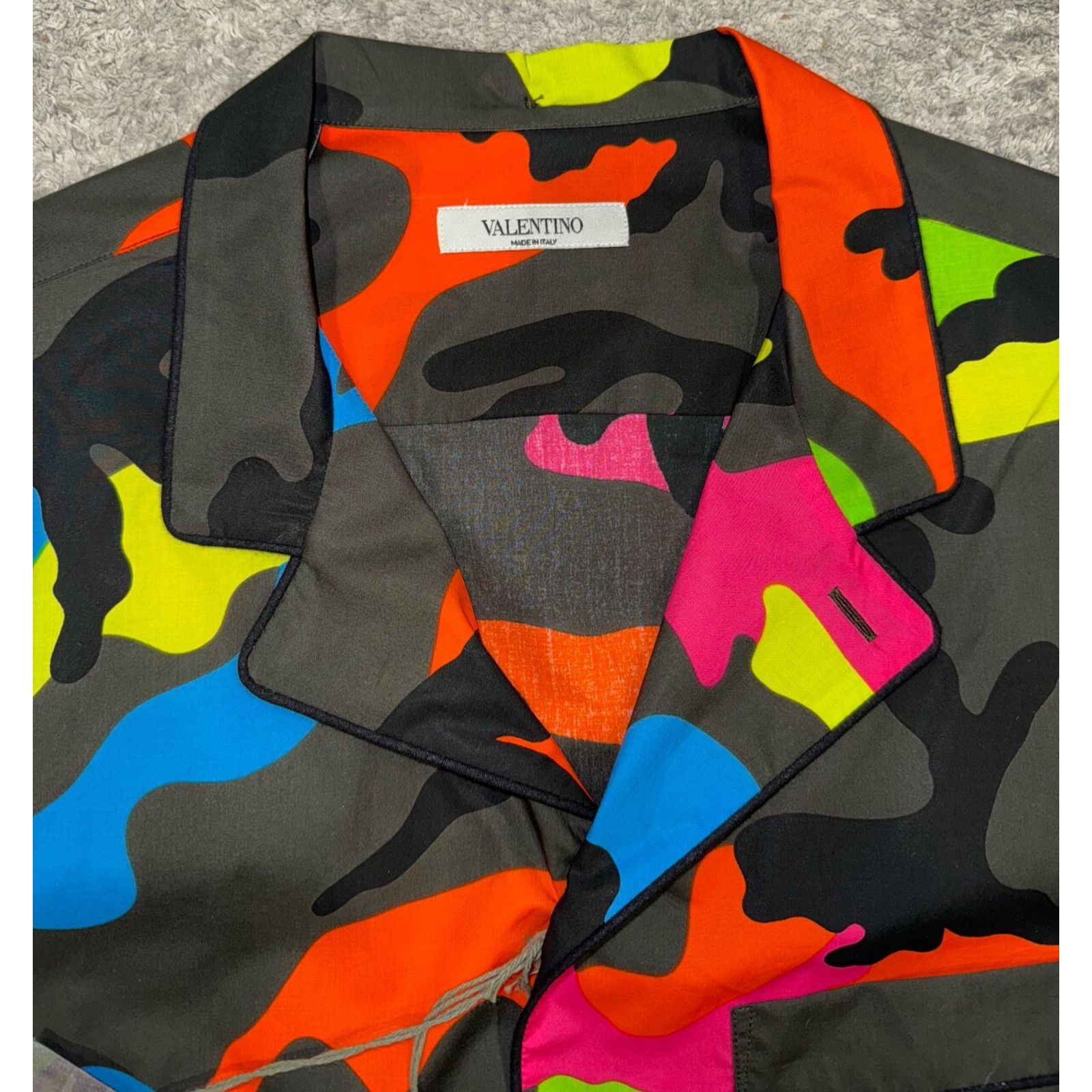Valentino Valentino Camouflage Neon Cotton Short Sleeve Button Up Size US M / EU 48-50 / 2 - 3 Thumbnail