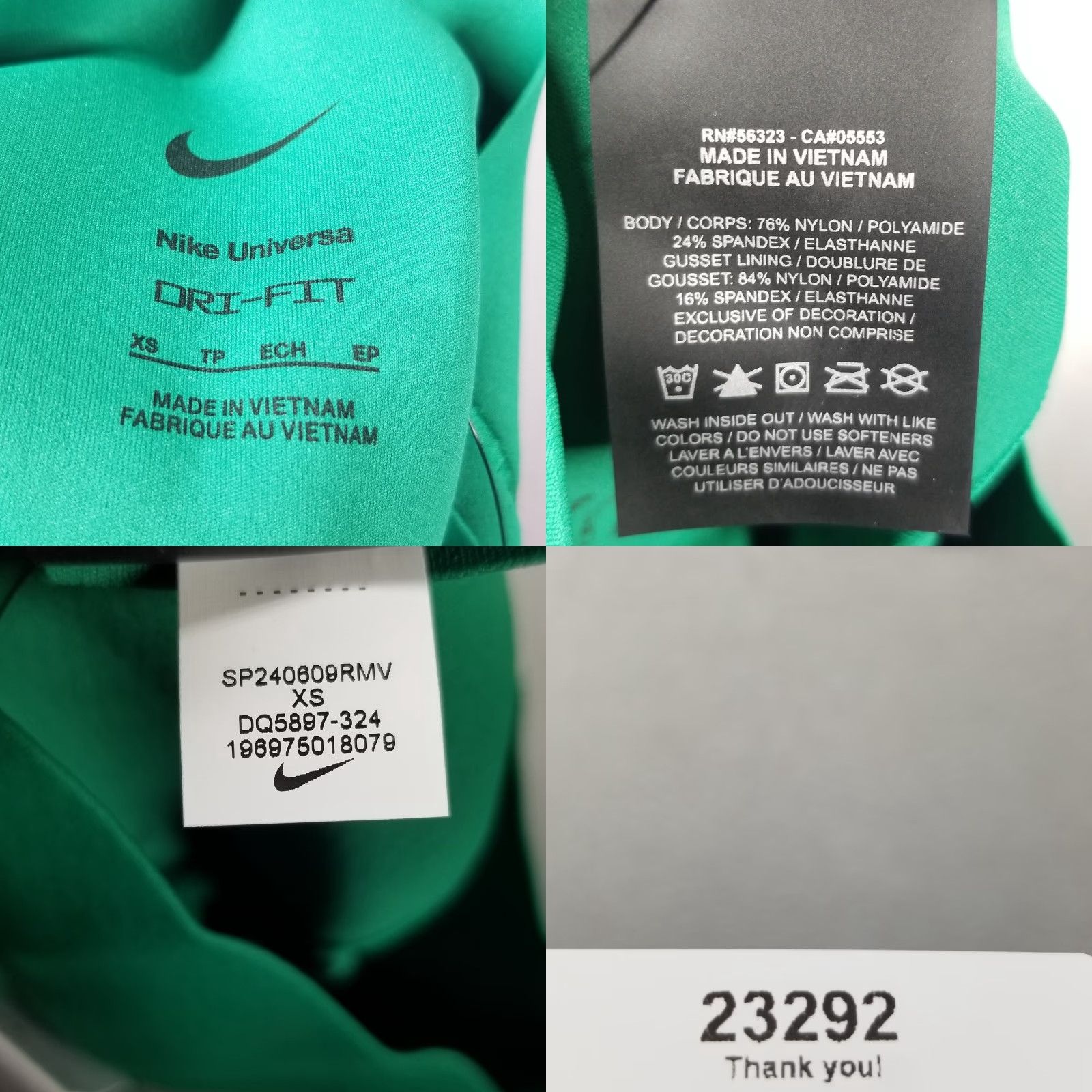 Nike VINTAGE Nike Cropped Leggings Women XS Green Athletic CrossFit Yoga Tapered Pockets Size 26" / US 2 / IT 38 - 8 Thumbnail