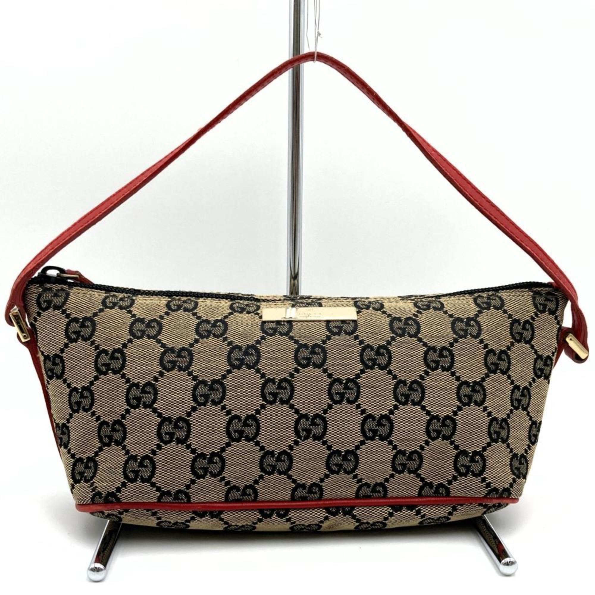 image of Gucci Handbag Pouch Vanity Beige Red GG Canvas Women's 0391103 Gucci