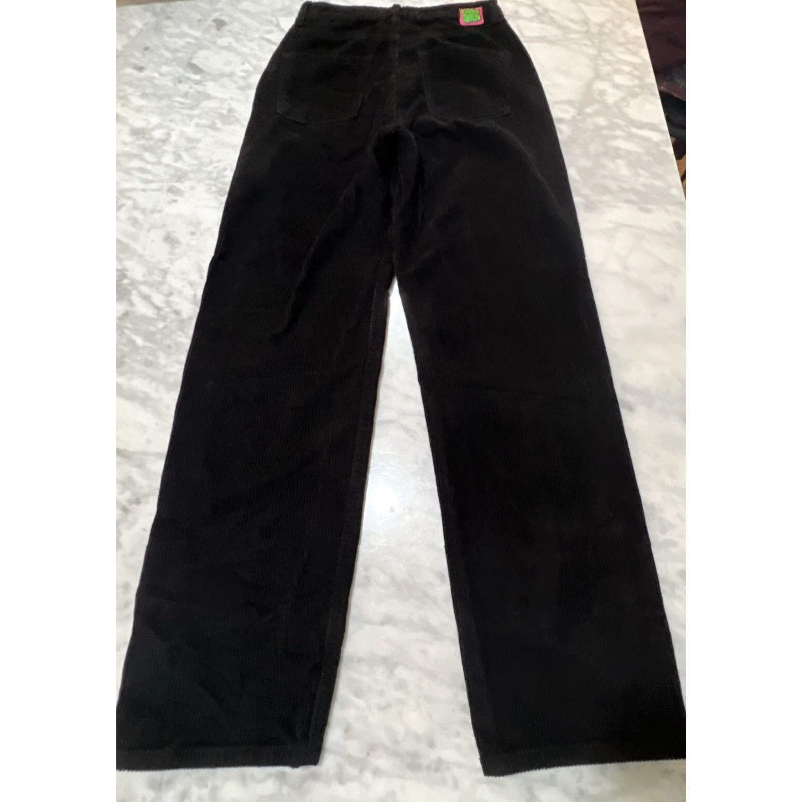 Empyre Empyre Women's Corduroy Pants TORI Black Cotton Size 2 Pockets Wide Rise Straight Inseam 30 Size 26" / US 2 / IT 38 - 5 Thumbnail