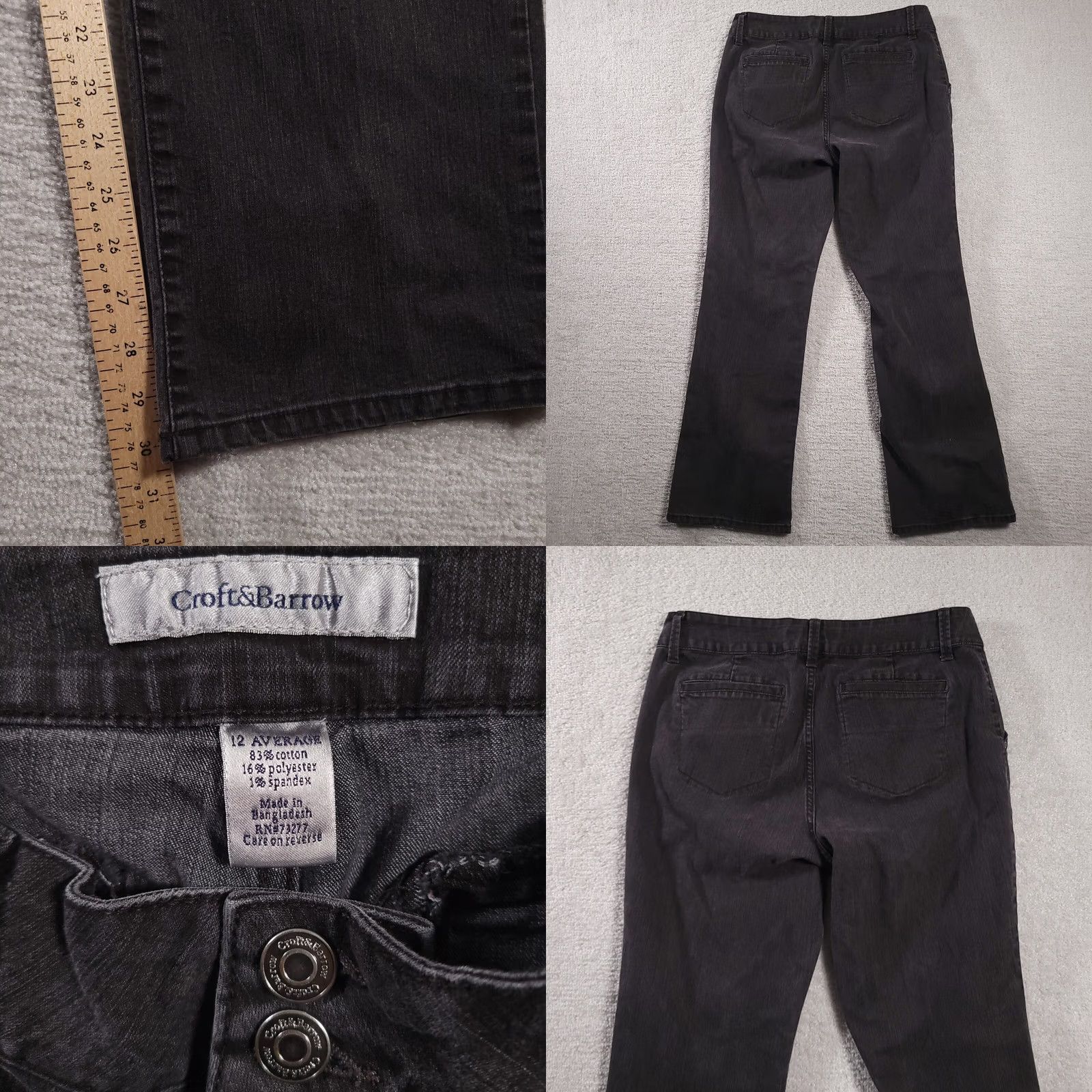 Croft & Barrow Croft & Barrow Jeans Women's Black Boot Mid Rise Stretch Double Button 12 Size 34" / US 12 / IT 48 - 8 Thumbnail