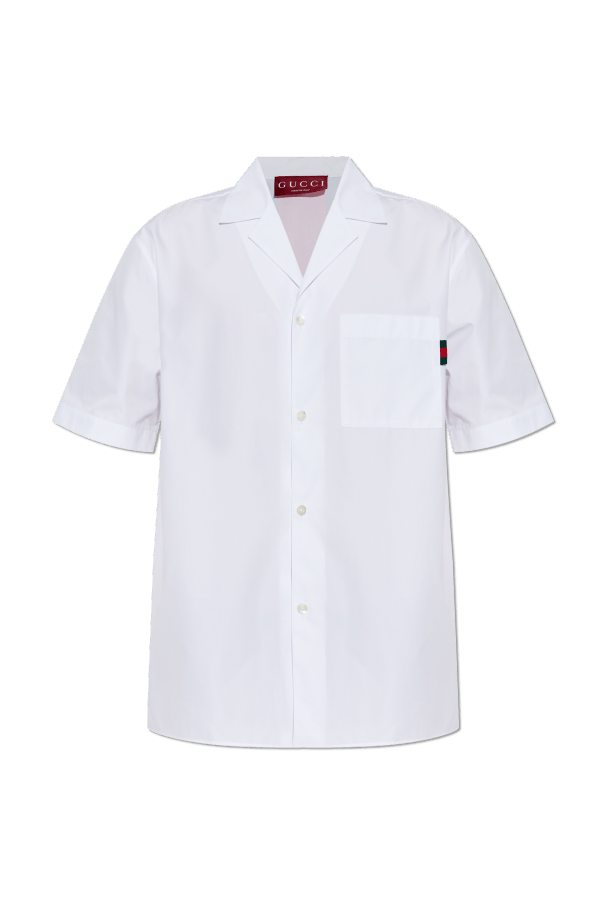 Gucci o1mt1gz0226 Regular Fit Cotton Shirt With Web In White Size US S / EU 44-46 / 1 - 1 Thumbnail