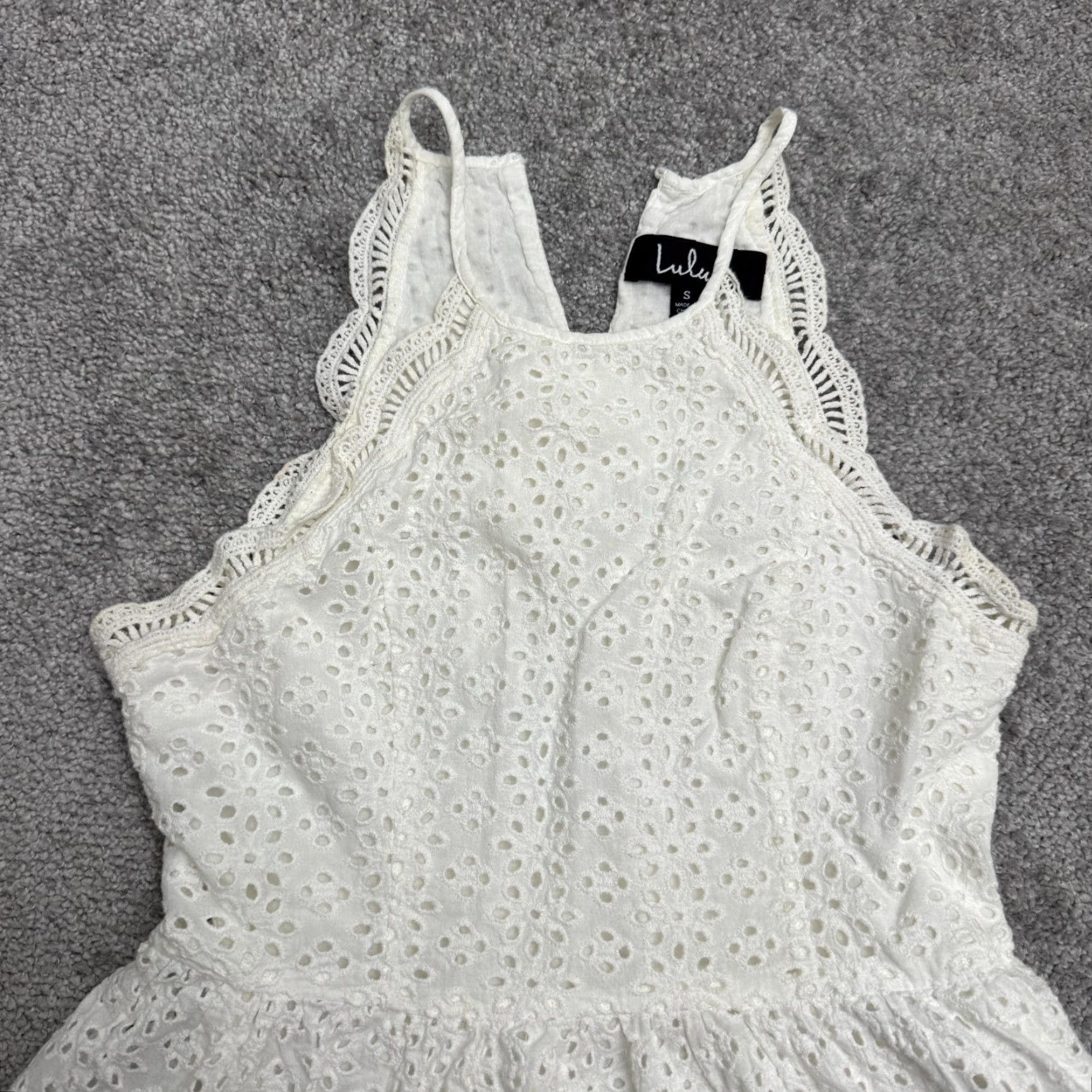 Lulus Lulus Halter White Cotton Blouse Women Small Eyelet Embroidered Boho Summer Size S / US 4 / IT 40 - 5 Thumbnail