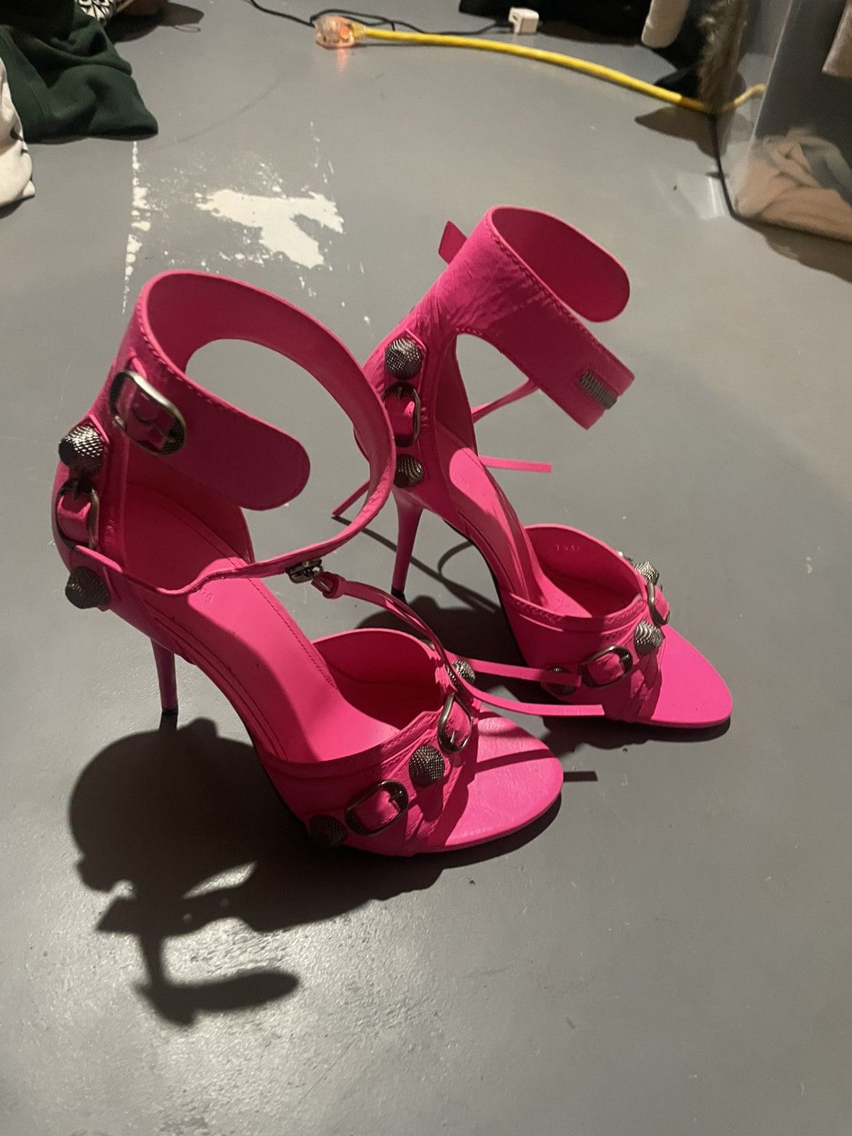 Balenciaga Balenciaga Womens Flou Pink Cagole Leather Studded Stiletto Size US 8.5 / IT 38.5 - 5 Thumbnail