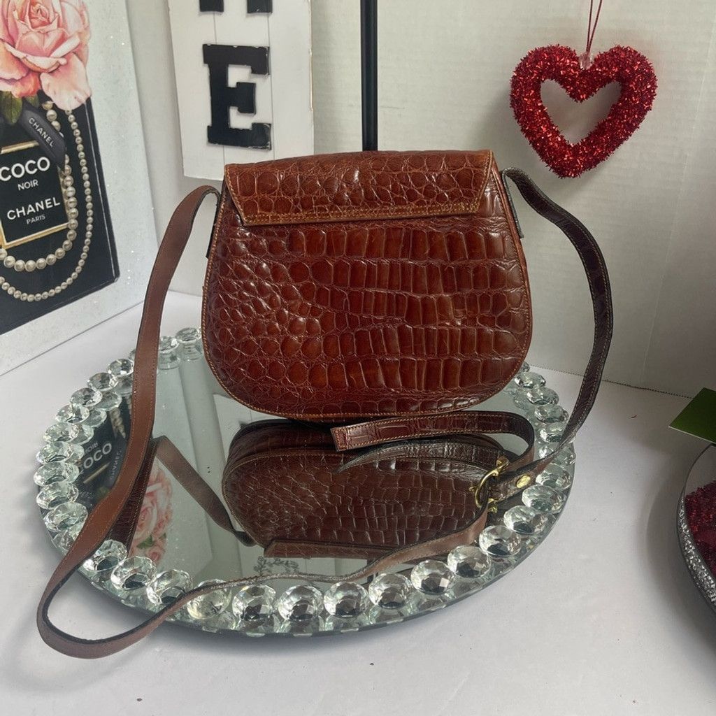 Other Vintage FrancescoBiasia CrocEmbossed Brown Leather Crossbody Size ONE SIZE - 2 Thumbnail