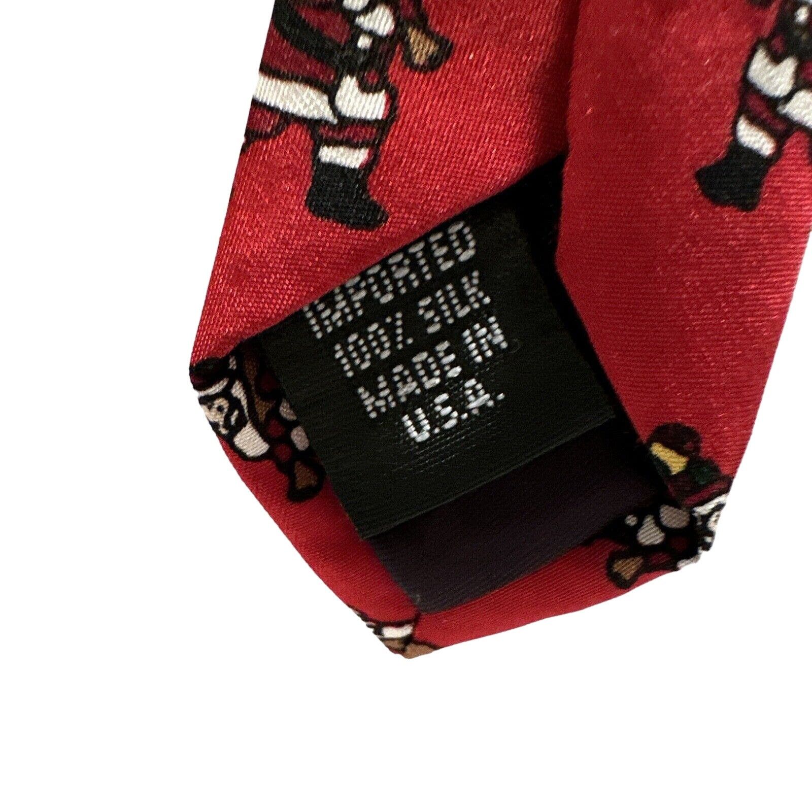 NOLLEY'S Noel Holiday Christmas NeckTie Santa Claus Red 100% Silk USA Size ONE SIZE - 5 Thumbnail