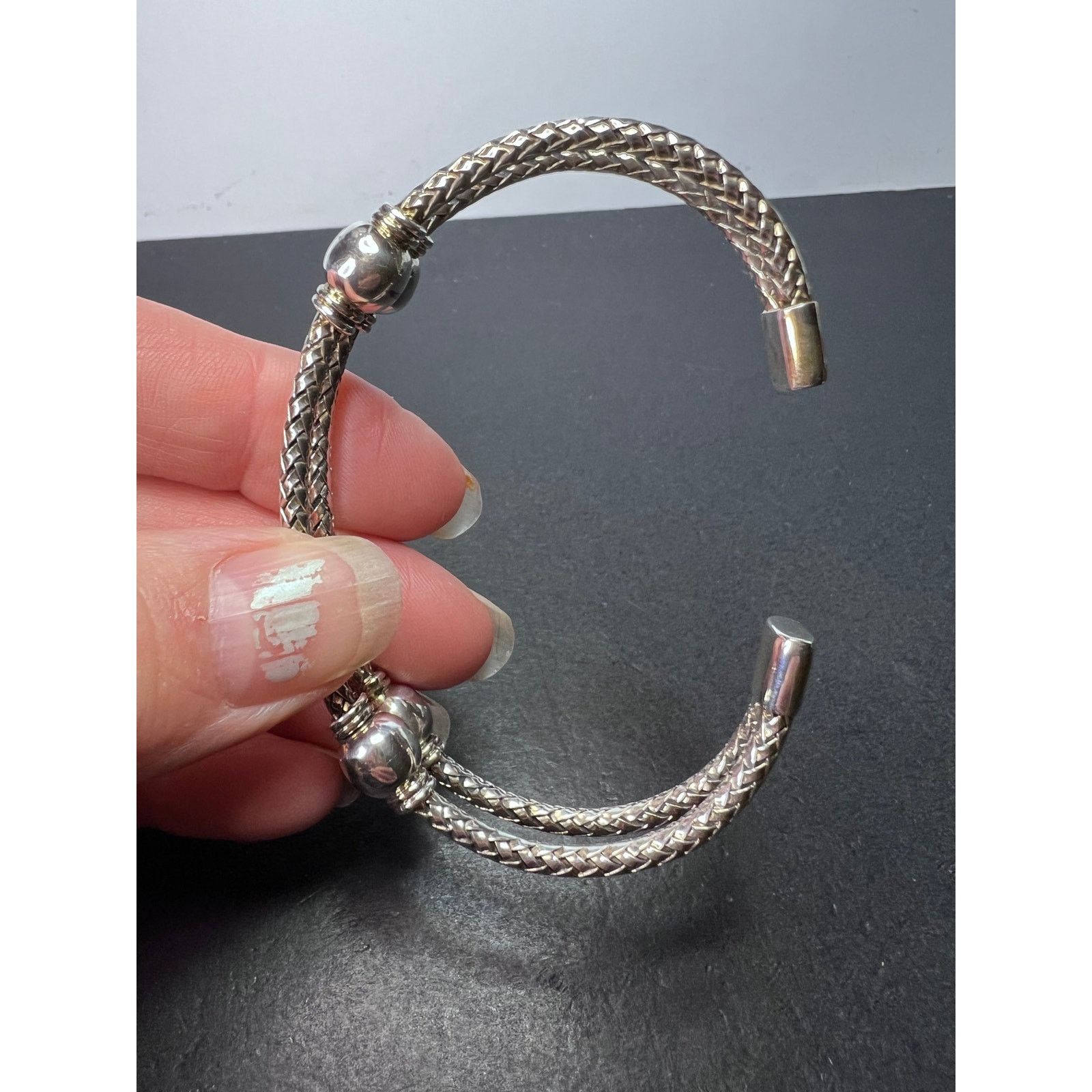 Other Sterling silver adjustable station cuff bracelet Size ONE SIZE - 2 Thumbnail