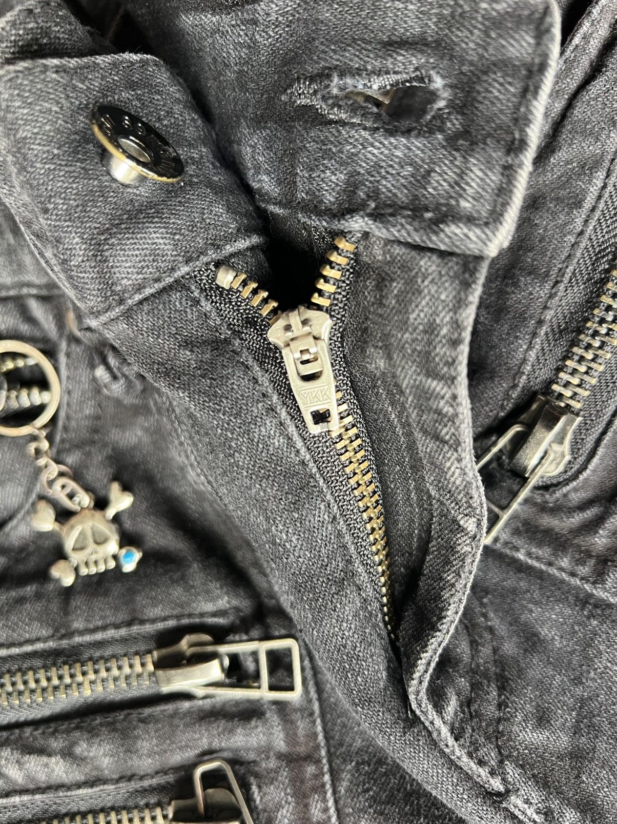 semanticdesign 2000’s Semantic Design Punk Skull Flared Jeans Wax Style Size US 31 - 12 Thumbnail