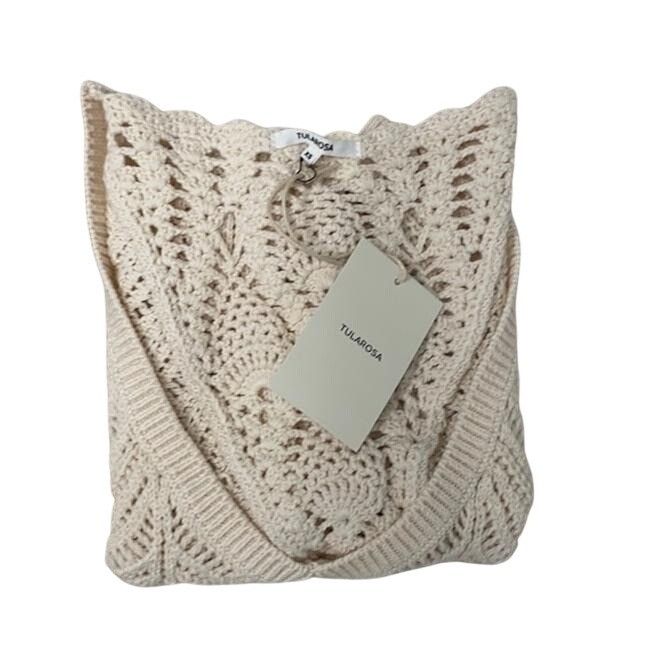 Other Tularosa Jones Sleeveless Beige Open Knit Cropped Top Size XS / US 0-2 / IT 36-38 - 4 Thumbnail