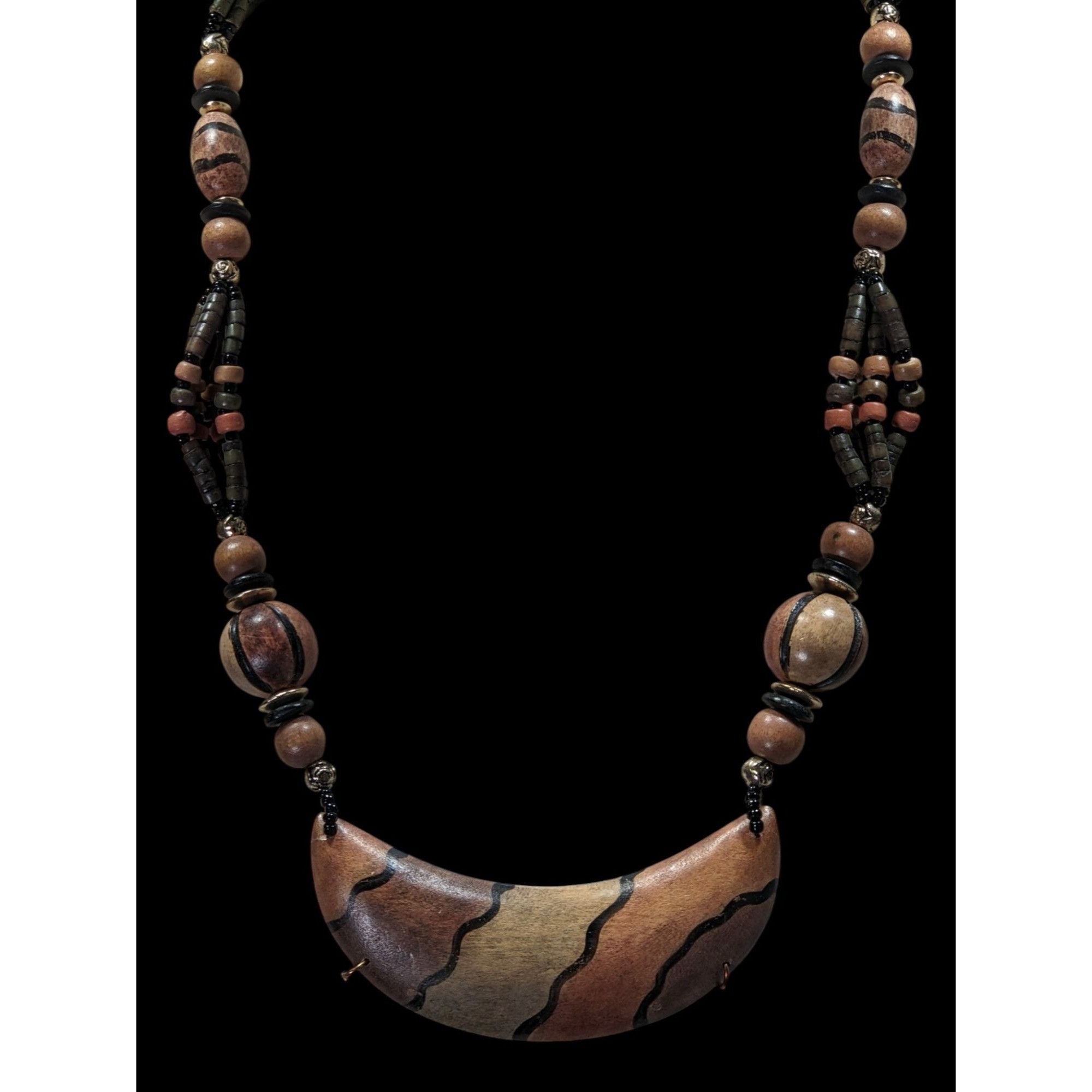 Other Vintage Tribal Hand Painted Wooden Beaded Necklace Size ONE SIZE - 4 Thumbnail